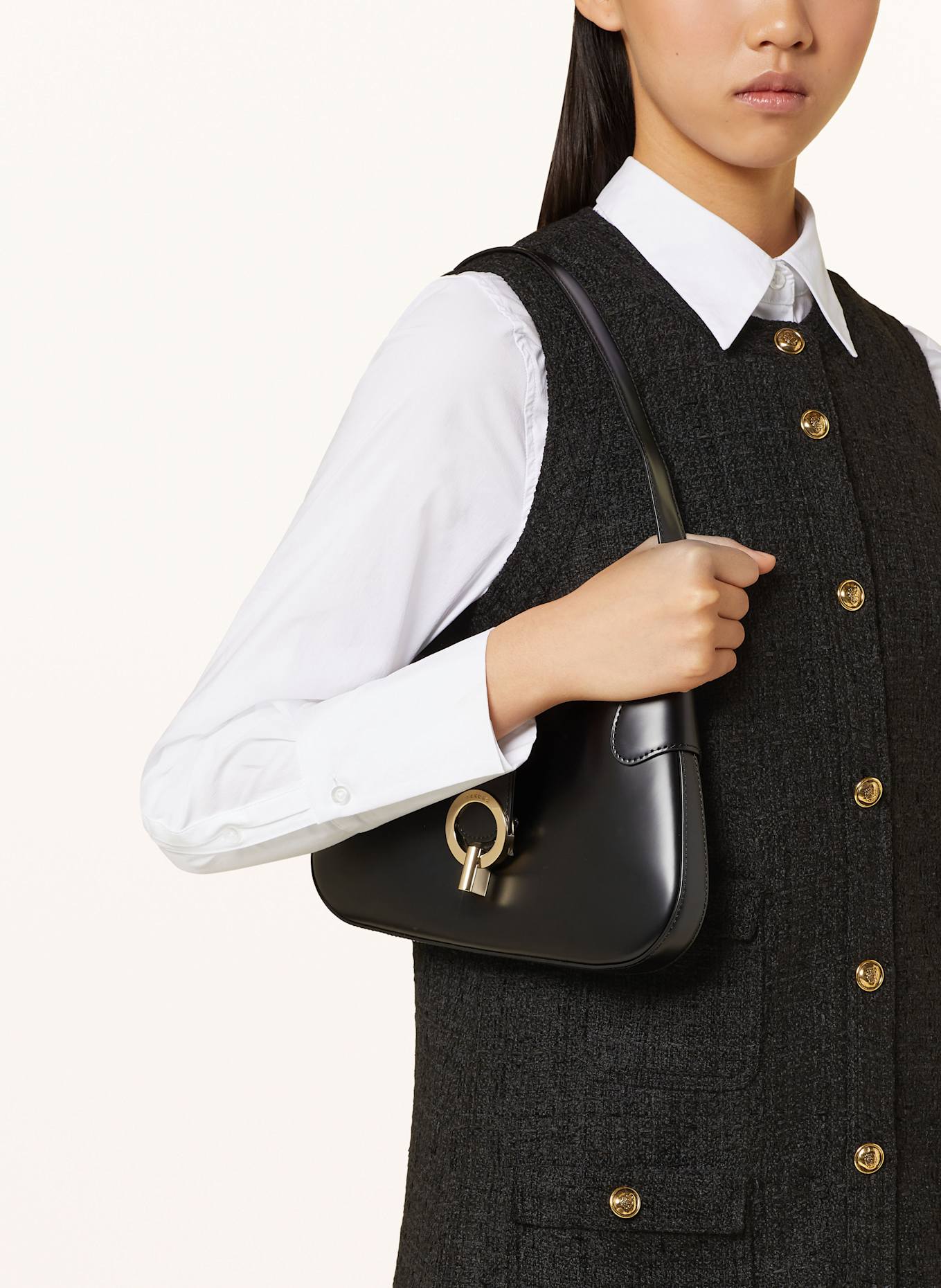 SANDRO Tweed-Kleid: SCHWARZ