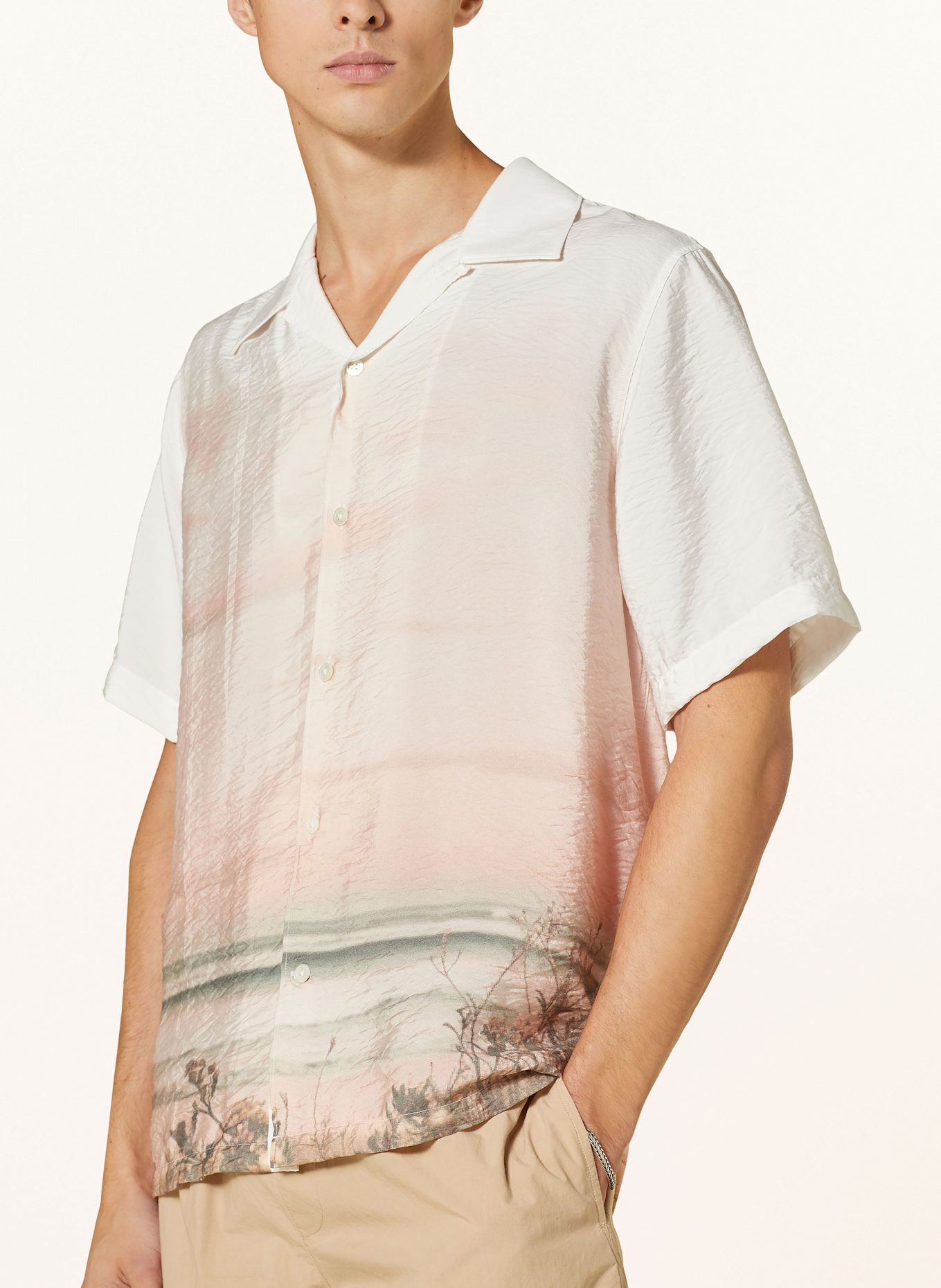 NN.07 Košile resort JULIO Comfort Fit: BÍLÁ / SVĚTLE ŠEDÁ / ŠEDÁ