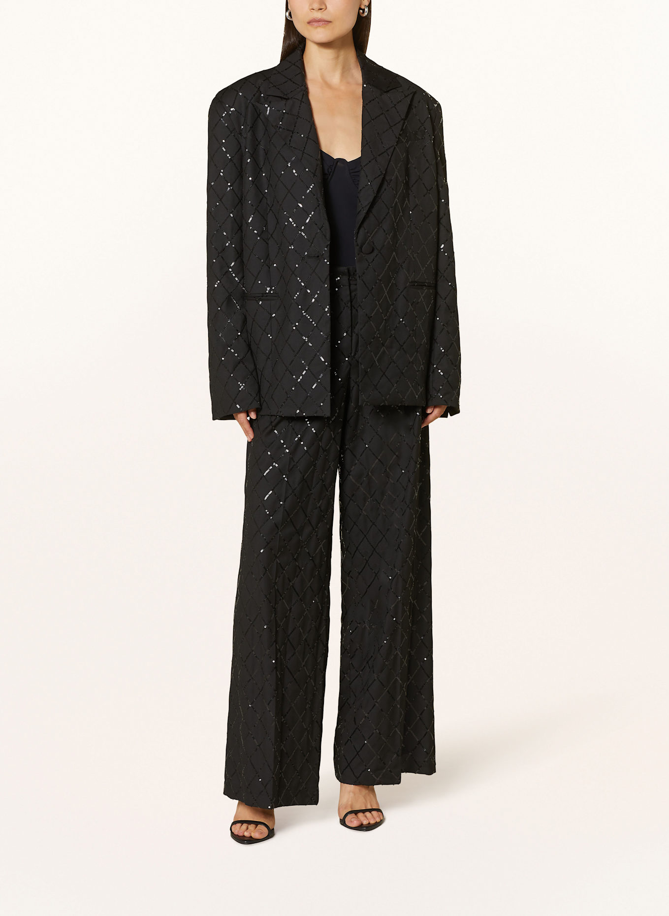 ROTATE Oversized-Blazer mit Pailletten: SCHWARZ