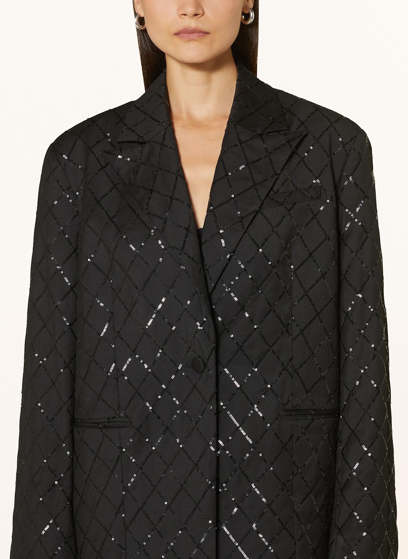 ROTATE Oversized-Blazer mit Pailletten: SCHWARZ