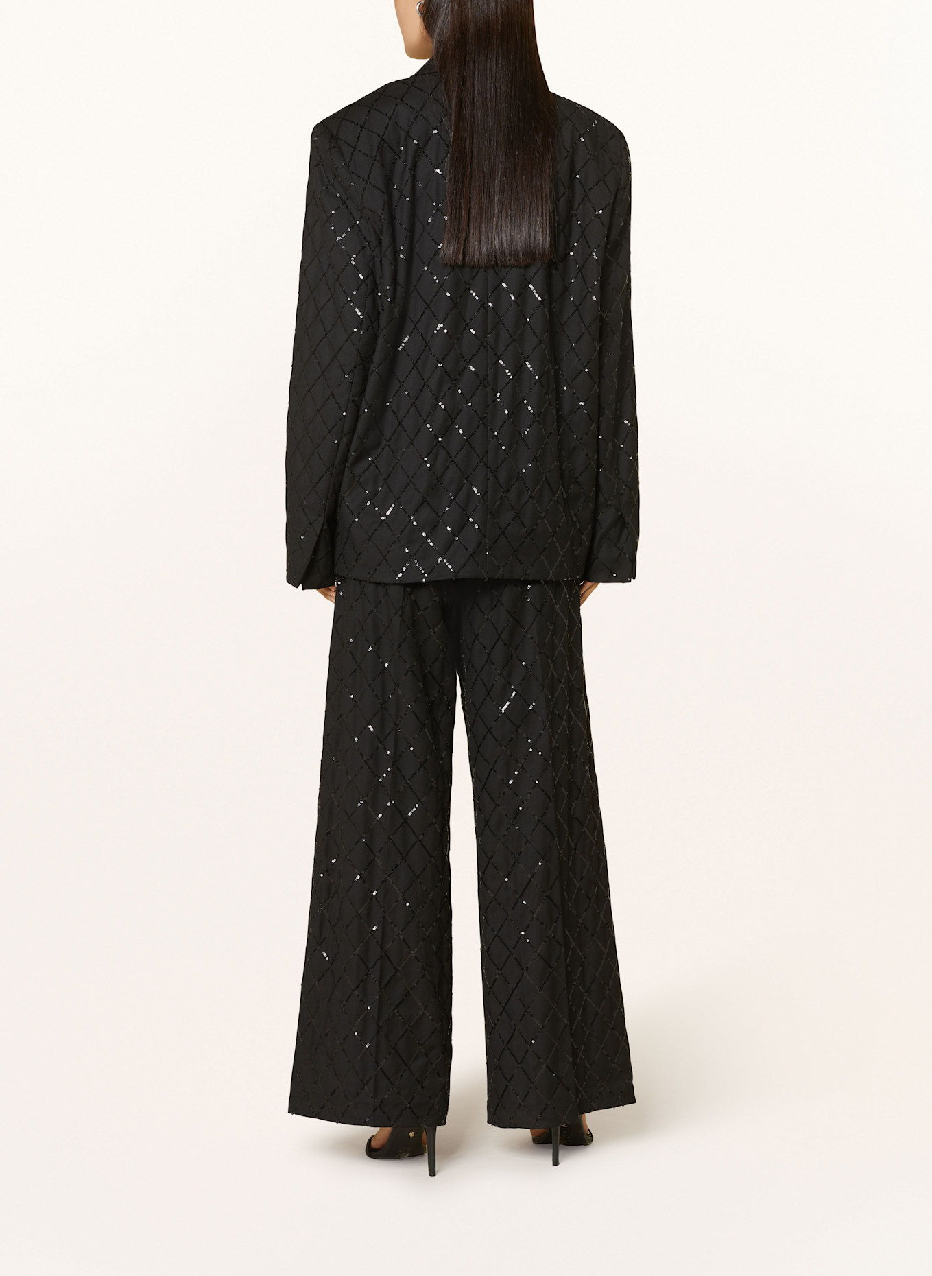 ROTATE Wide leg trousers with sequins: BLACK