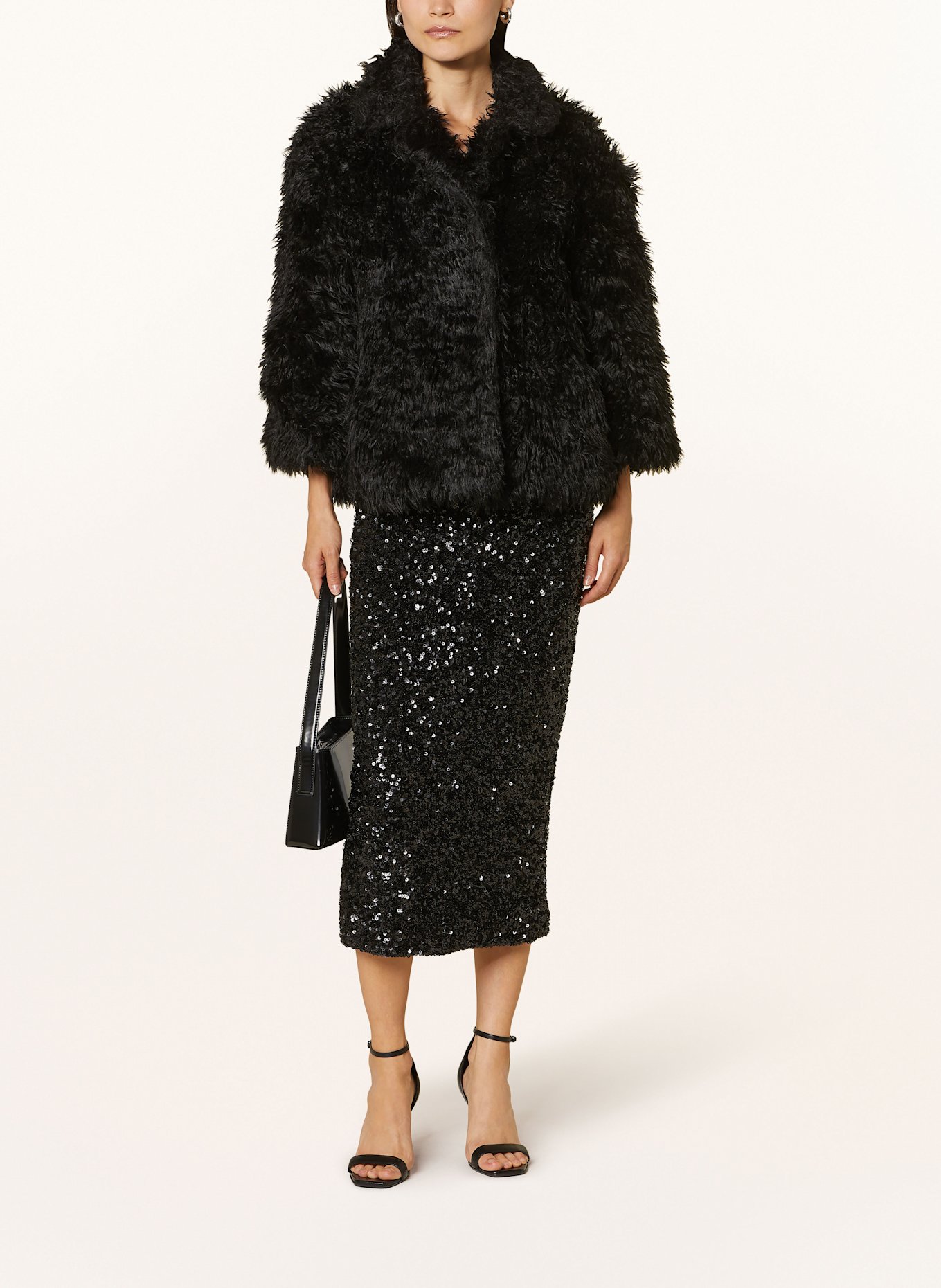 ROTATE Rock mit Pailletten: SCHWARZ