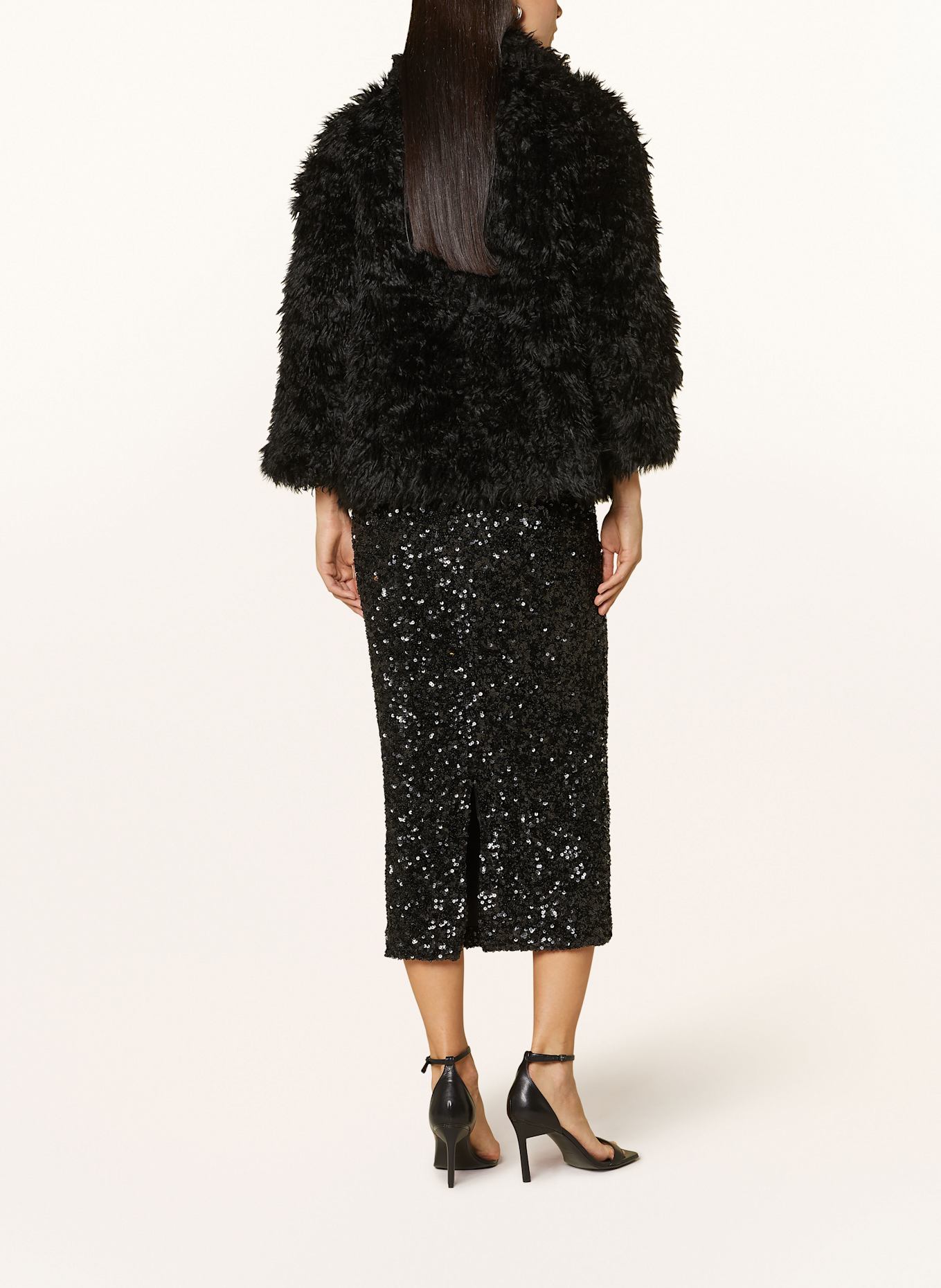 ROTATE Rock mit Pailletten: SCHWARZ