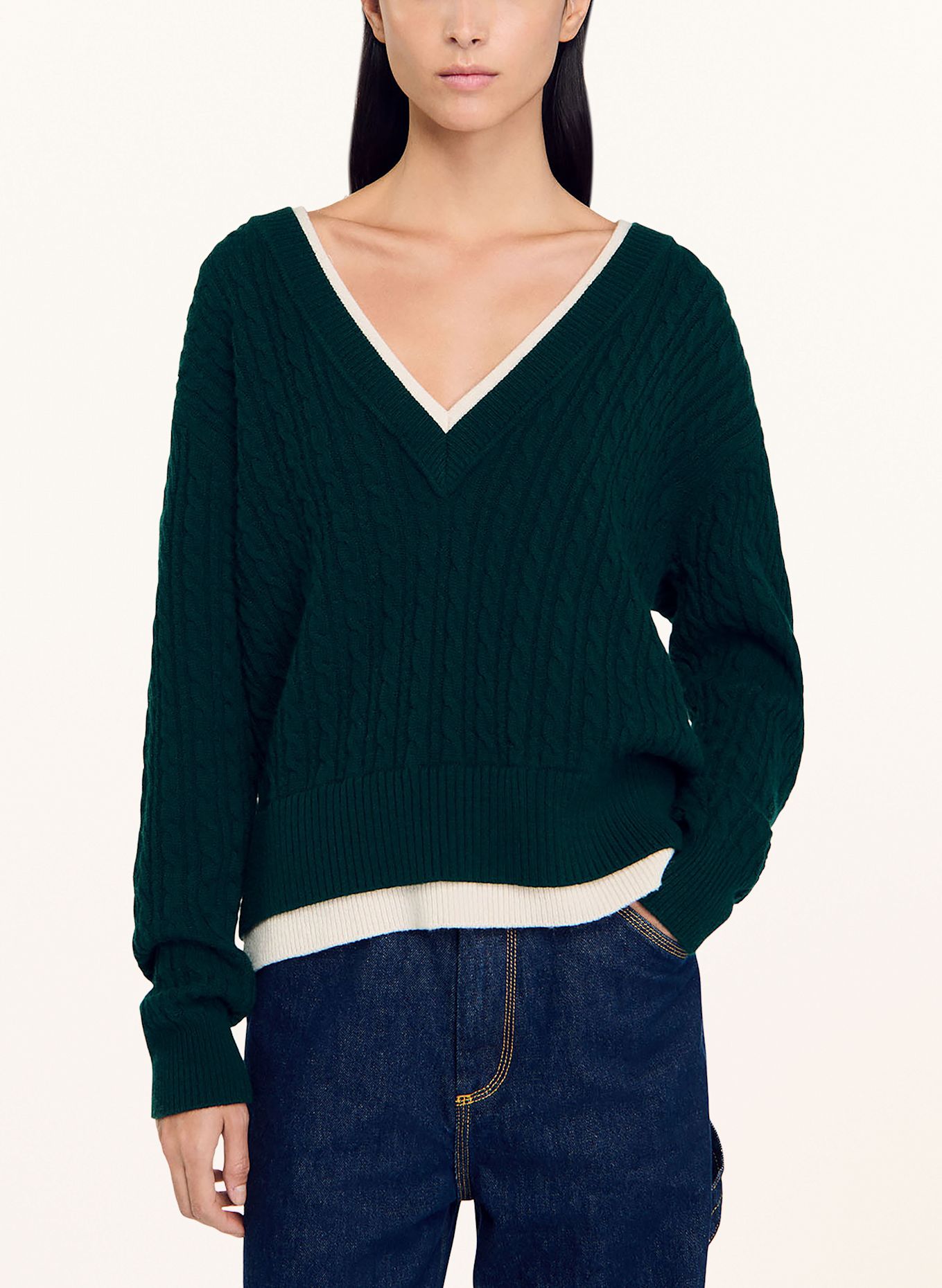 Sandro green sweater outlet