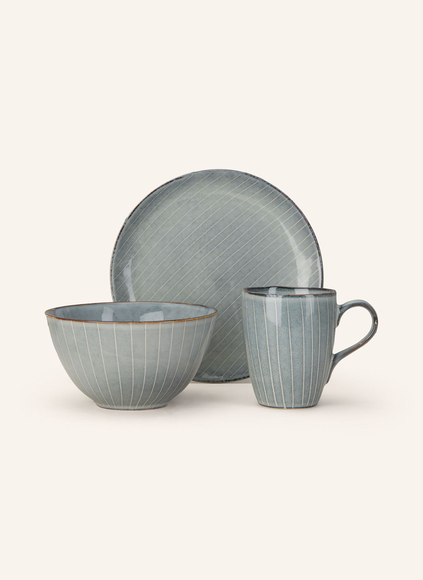 BROSTE COPENHAGEN 6-teiliges Geschirrset NORDIC SEA: BLAU / WEISS