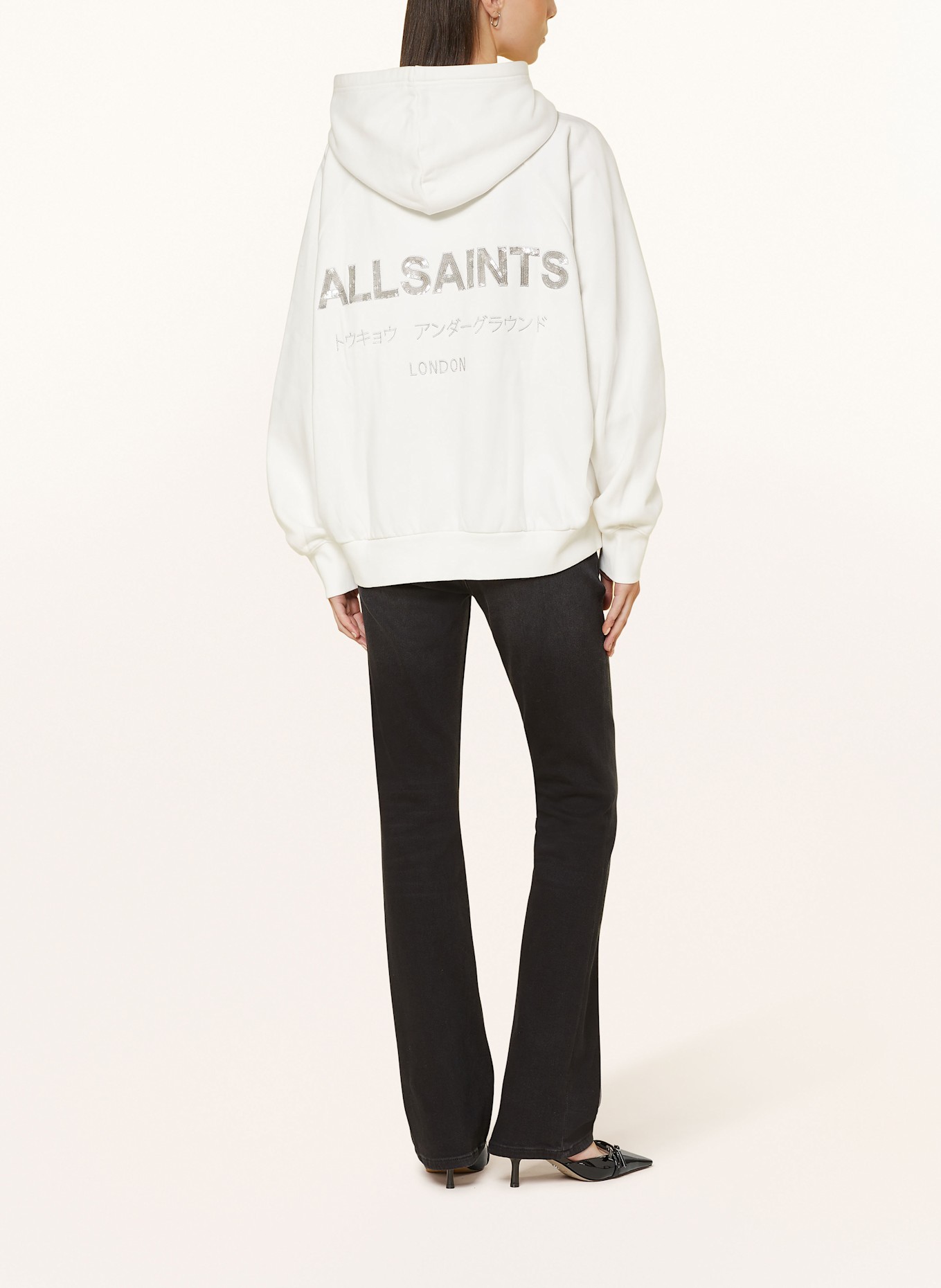 ALLSAINTS Hoodie TALON UNDRGRND mit Pailletten in weiss