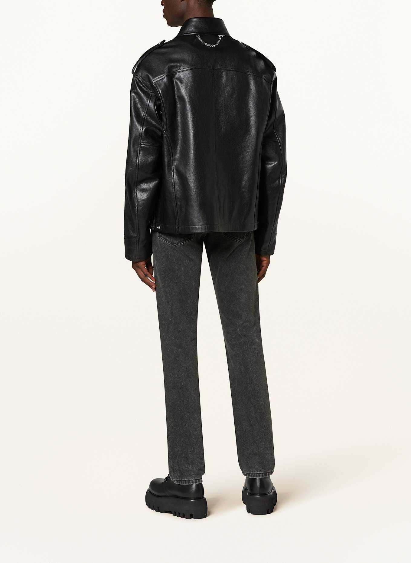 Alexander mcqueen black leather jacket discount