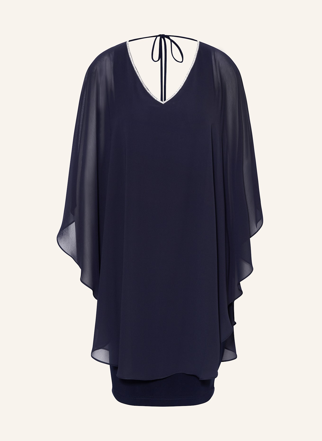 Joseph Ribkoff SIGNATURE Cocktailkleid im Materialmix mit Schmucksteinen: DUNKELBLAU