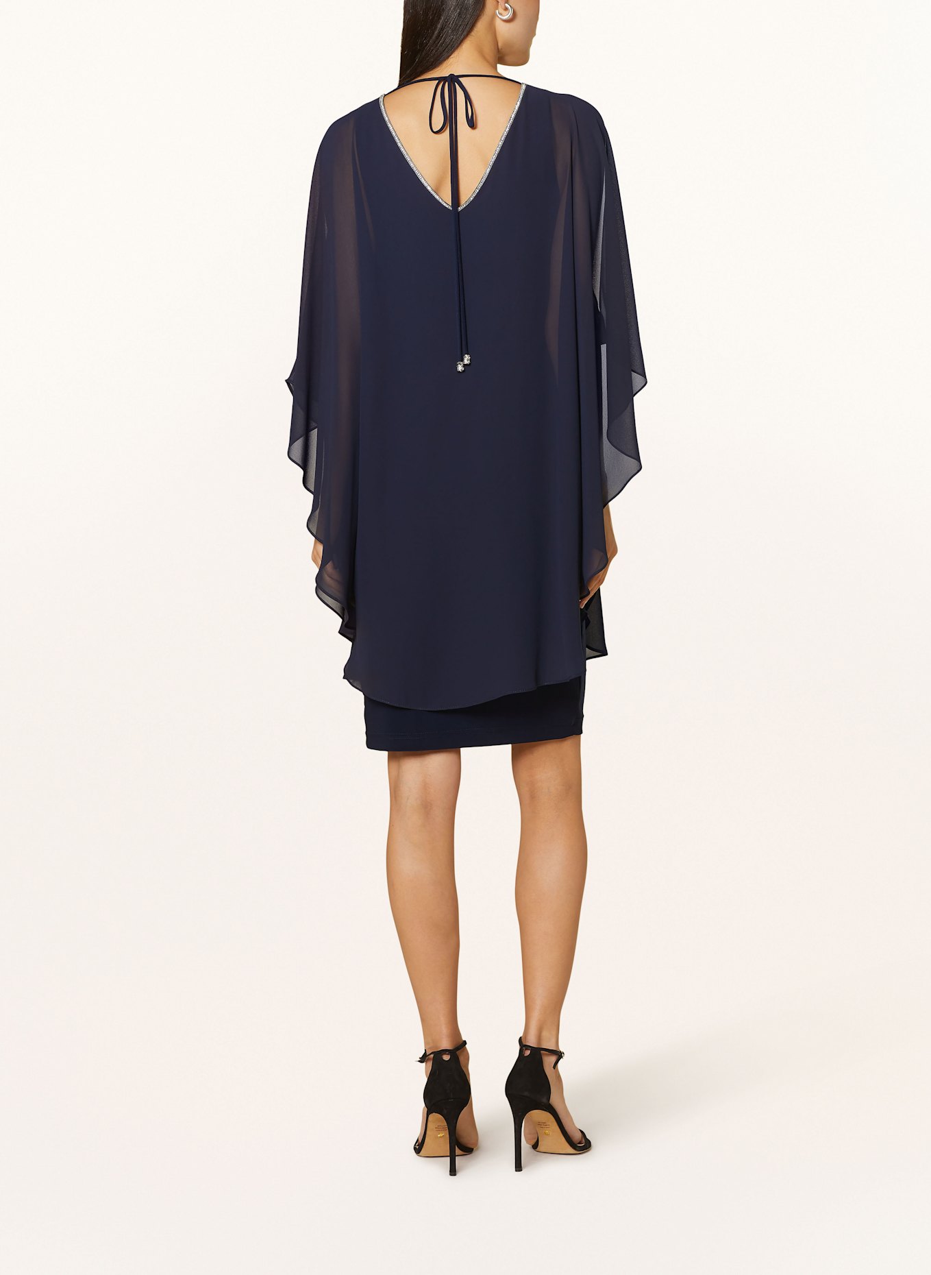 Joseph Ribkoff SIGNATURE Cocktailkleid im Materialmix mit Schmucksteinen: DUNKELBLAU