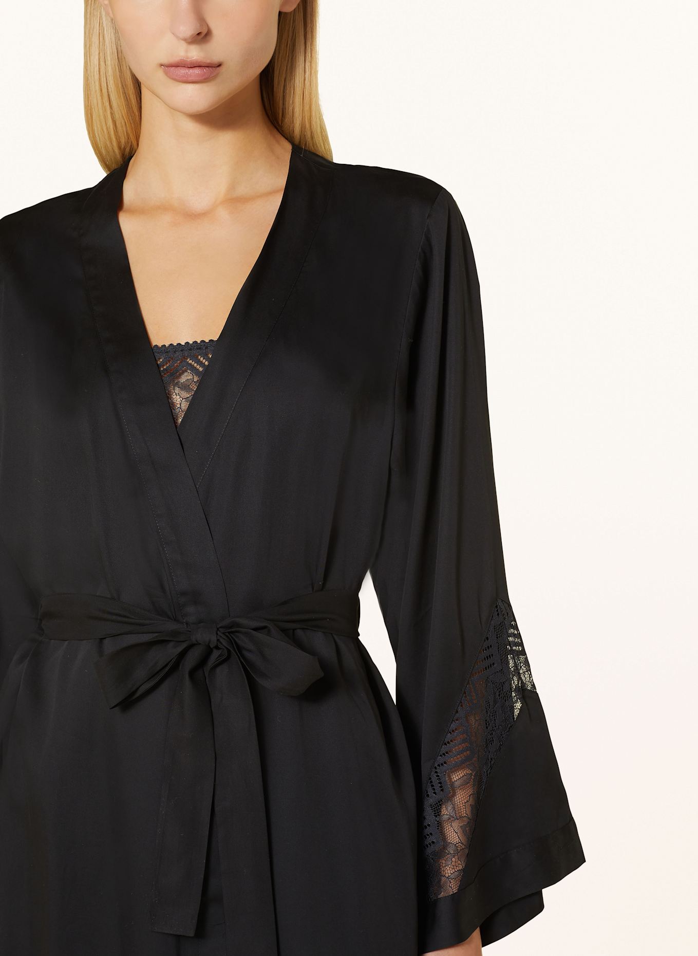 CHANTELLE Kimono damskie ORIGINS z satyny, Kolor: CZARNY (Obrazek 4)