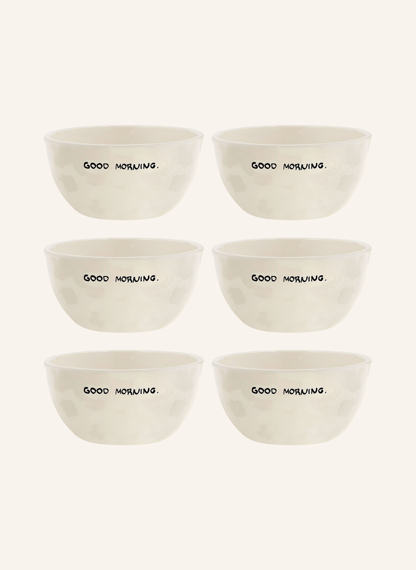 ANNA + NINA set of 6 bowls GOOD MORNING: WHITE / BLACK