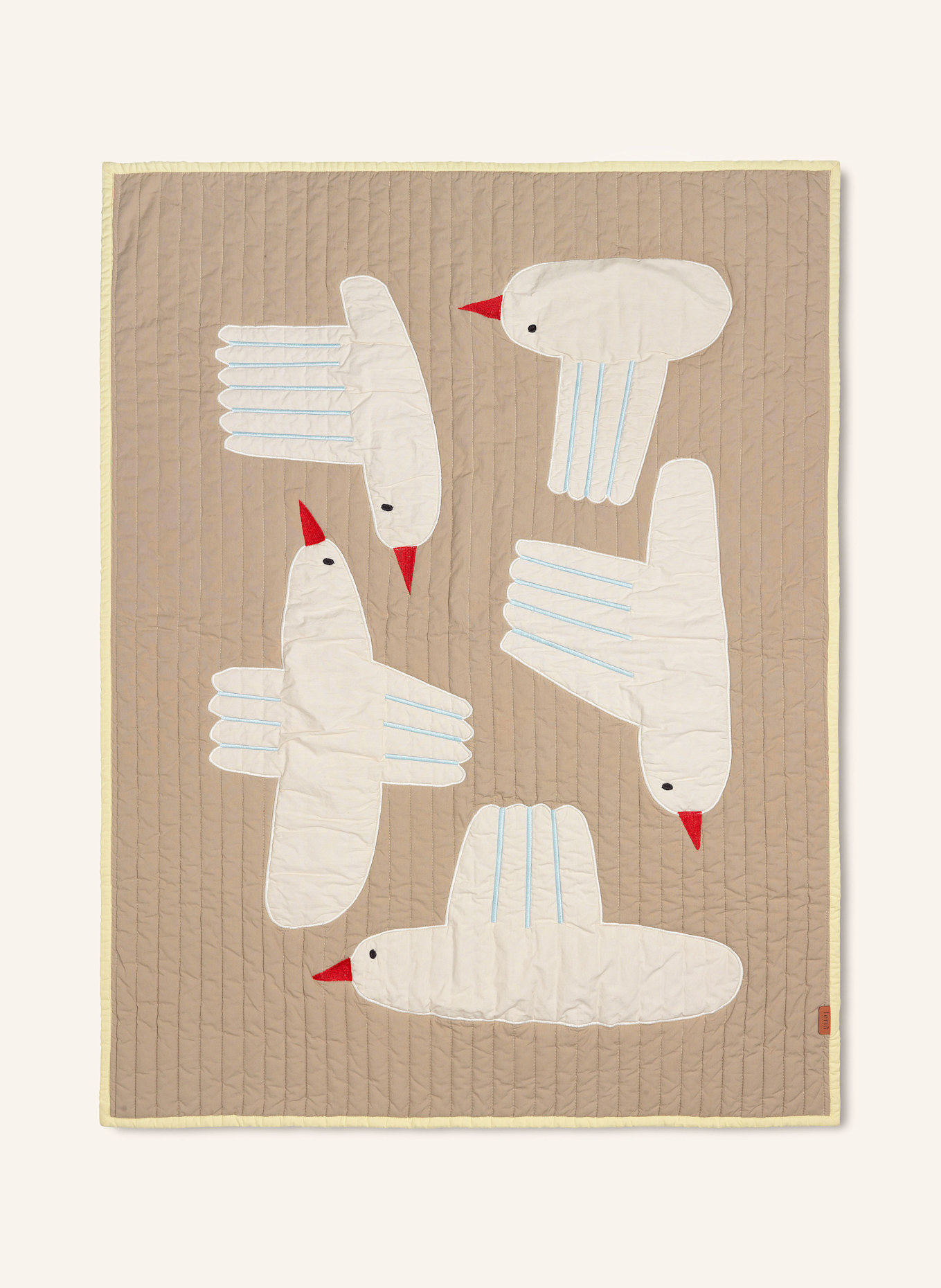 Ferm LIVING Narzuta na łóżko BIRD: BEŻOWY / BIAŁY / JASNOŻÓŁTY