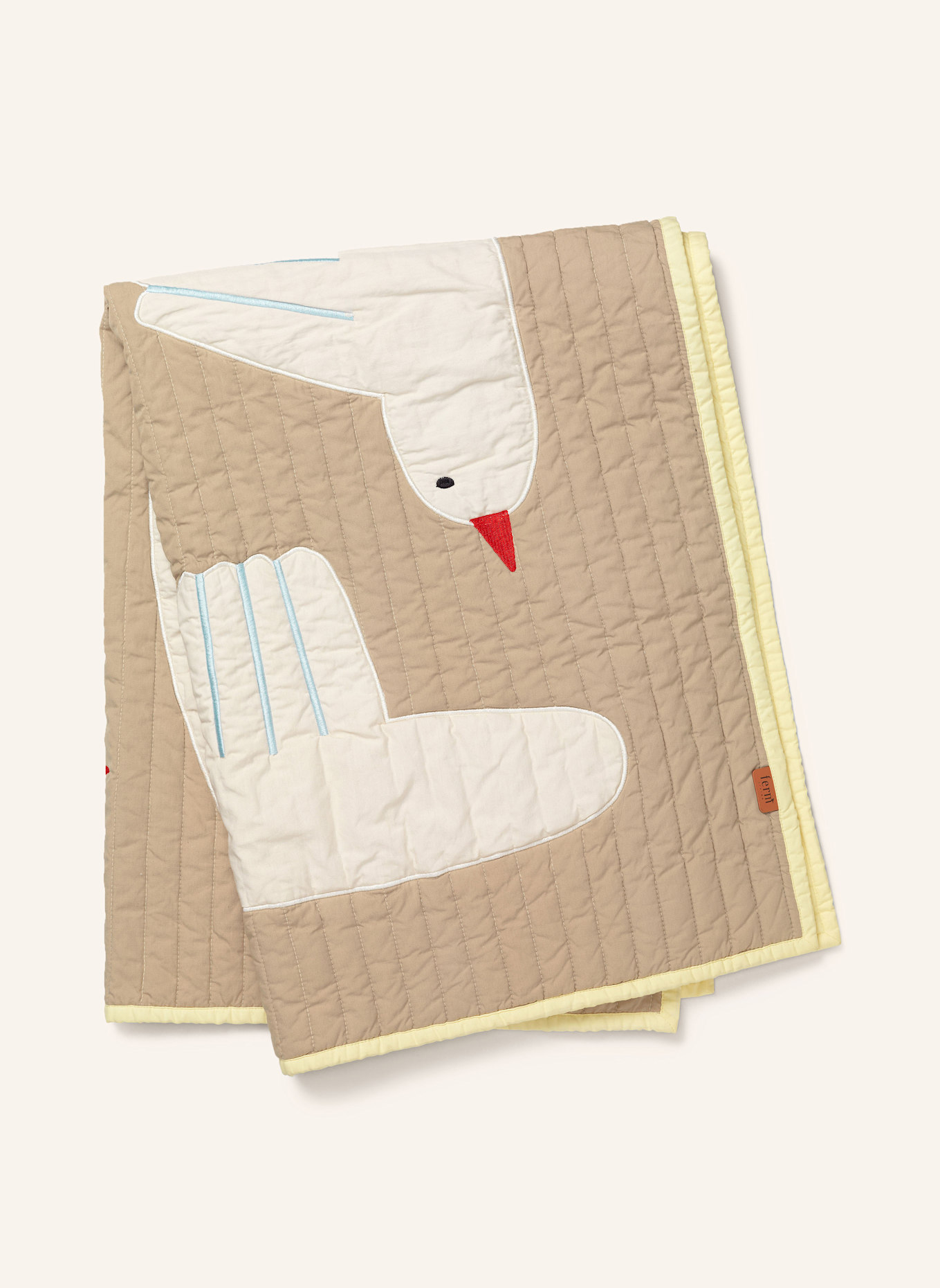 Ferm LIVING Narzuta na łóżko BIRD: BEŻOWY / BIAŁY / JASNOŻÓŁTY