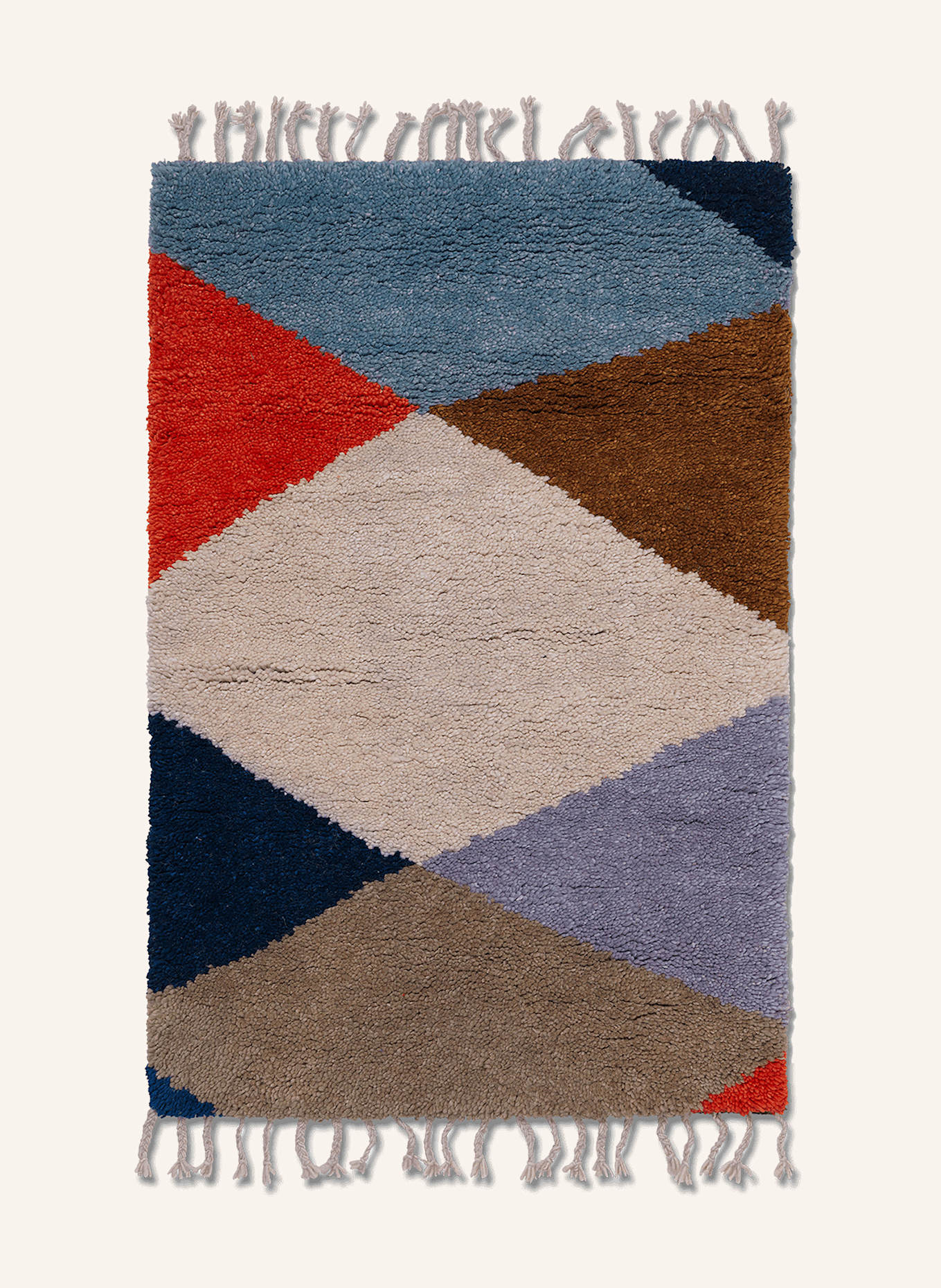 Ferm LIVING Dywan HARLEQUIN: JASNONIEBIESKI / CZERWONY / BRĄZOWY