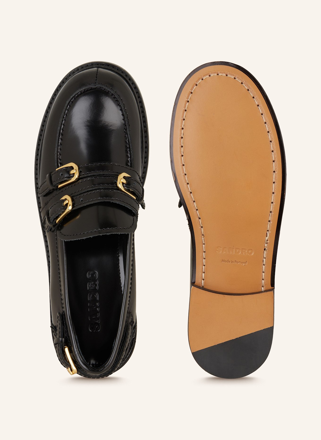 SANDRO Lack Slipper in schwarz