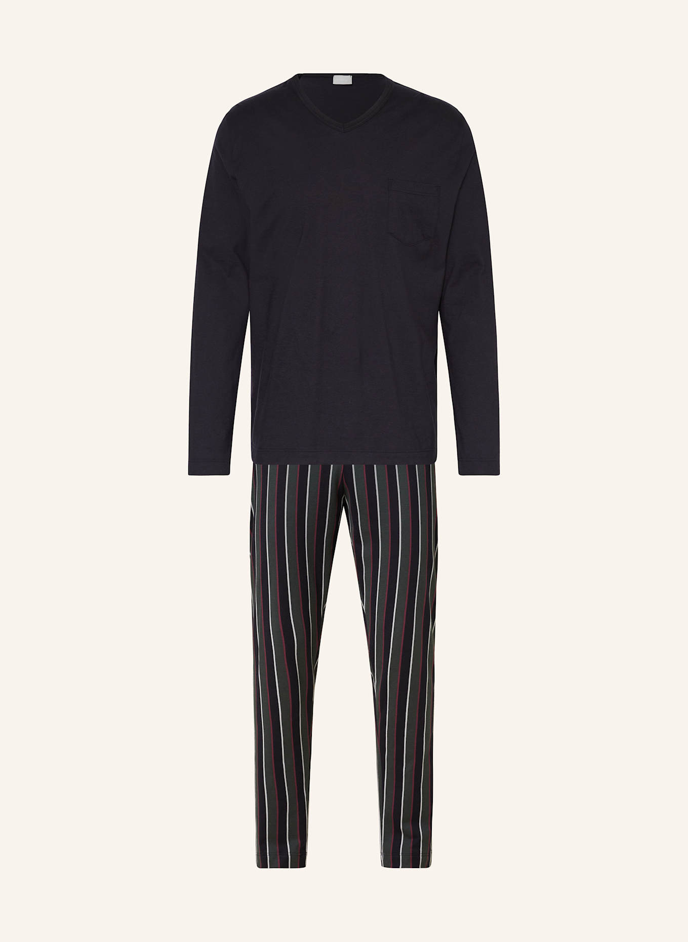 mey Pyžamo série DARK STRIPE: TMAVĚ MODRÁ / TMAVĚ ZELENÁ / TMAVĚ ČERVENÁ