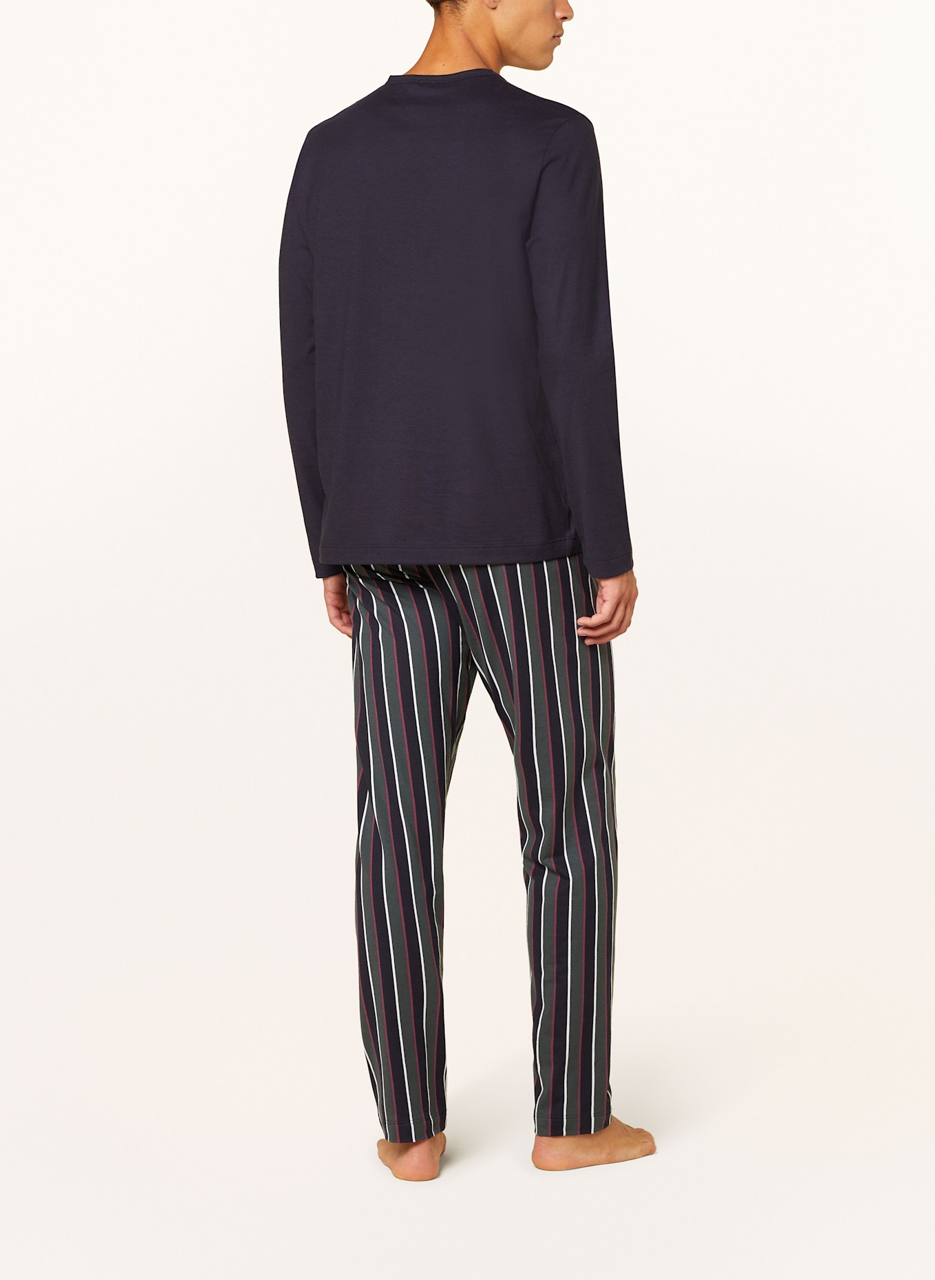 mey Pyžamo série DARK STRIPE: TMAVĚ MODRÁ / TMAVĚ ZELENÁ / TMAVĚ ČERVENÁ