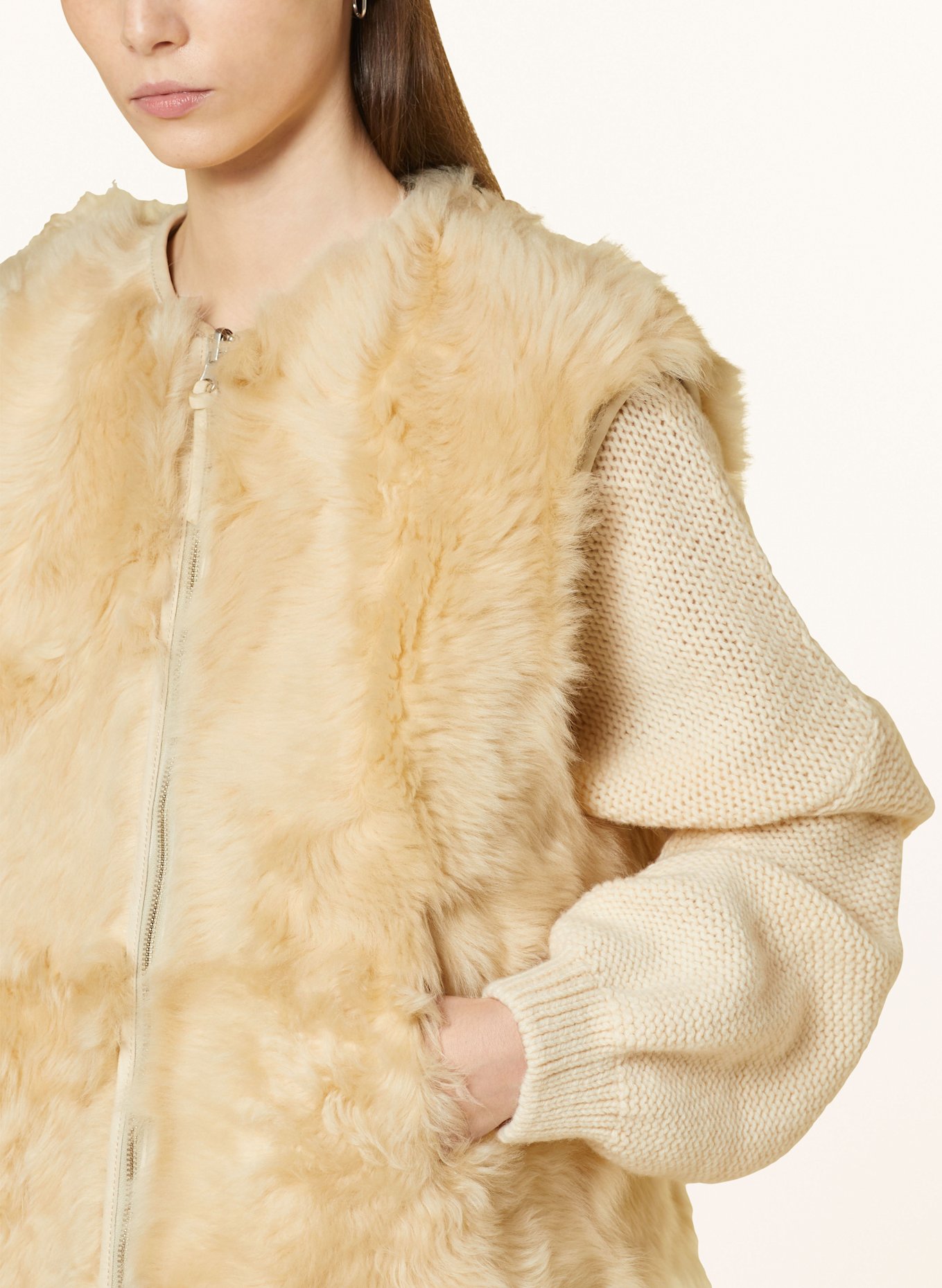 CLOSED Kamizelka skórzana dwustronna: JASNOBRĄZOWY