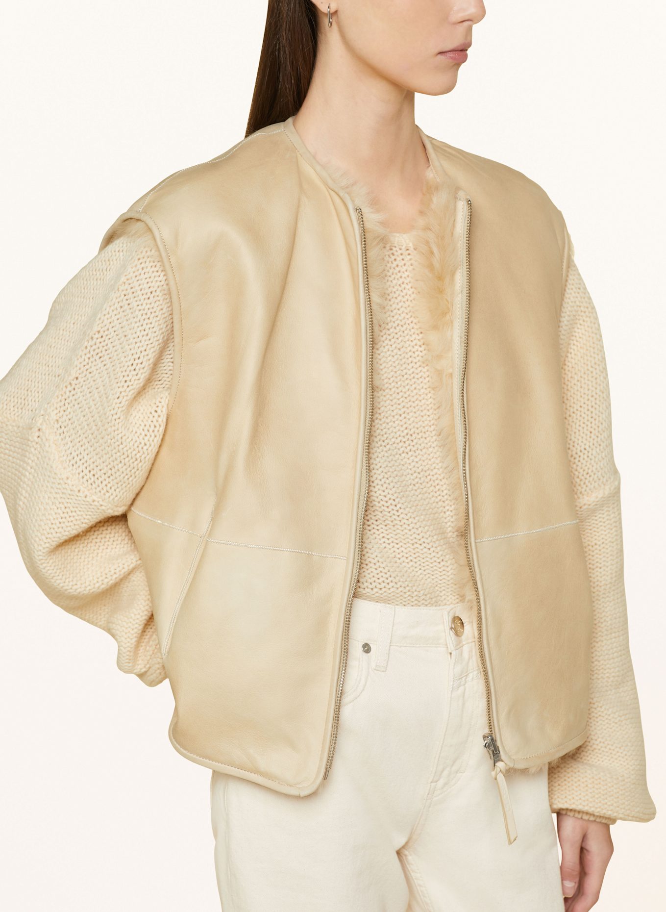 CLOSED Kamizelka skórzana dwustronna: JASNOBRĄZOWY