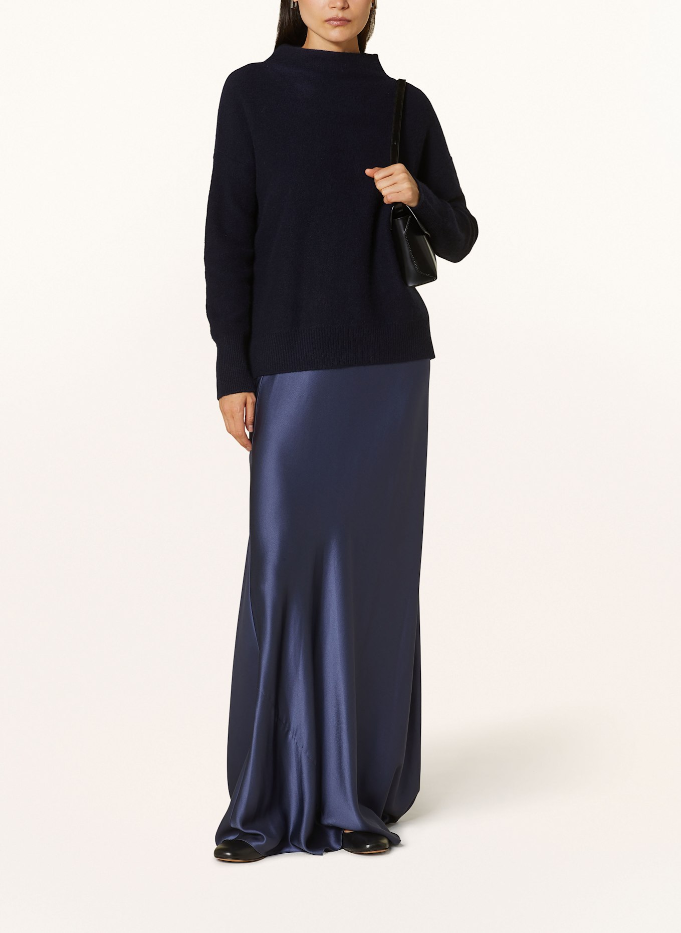 VINCE Satin skirt: DARK BLUE