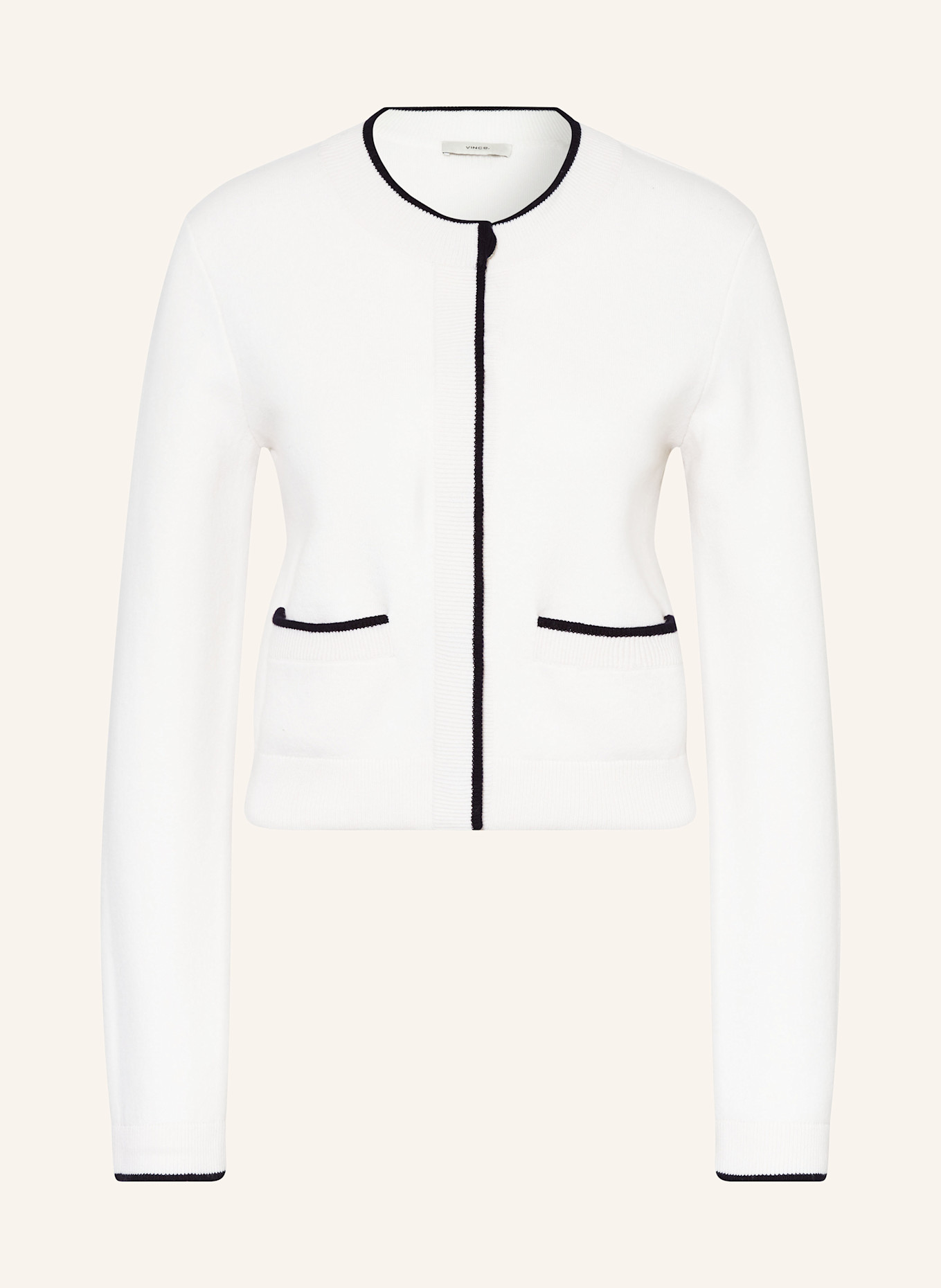 VINCE Strickjacke: ECRU / DUNKELBLAU