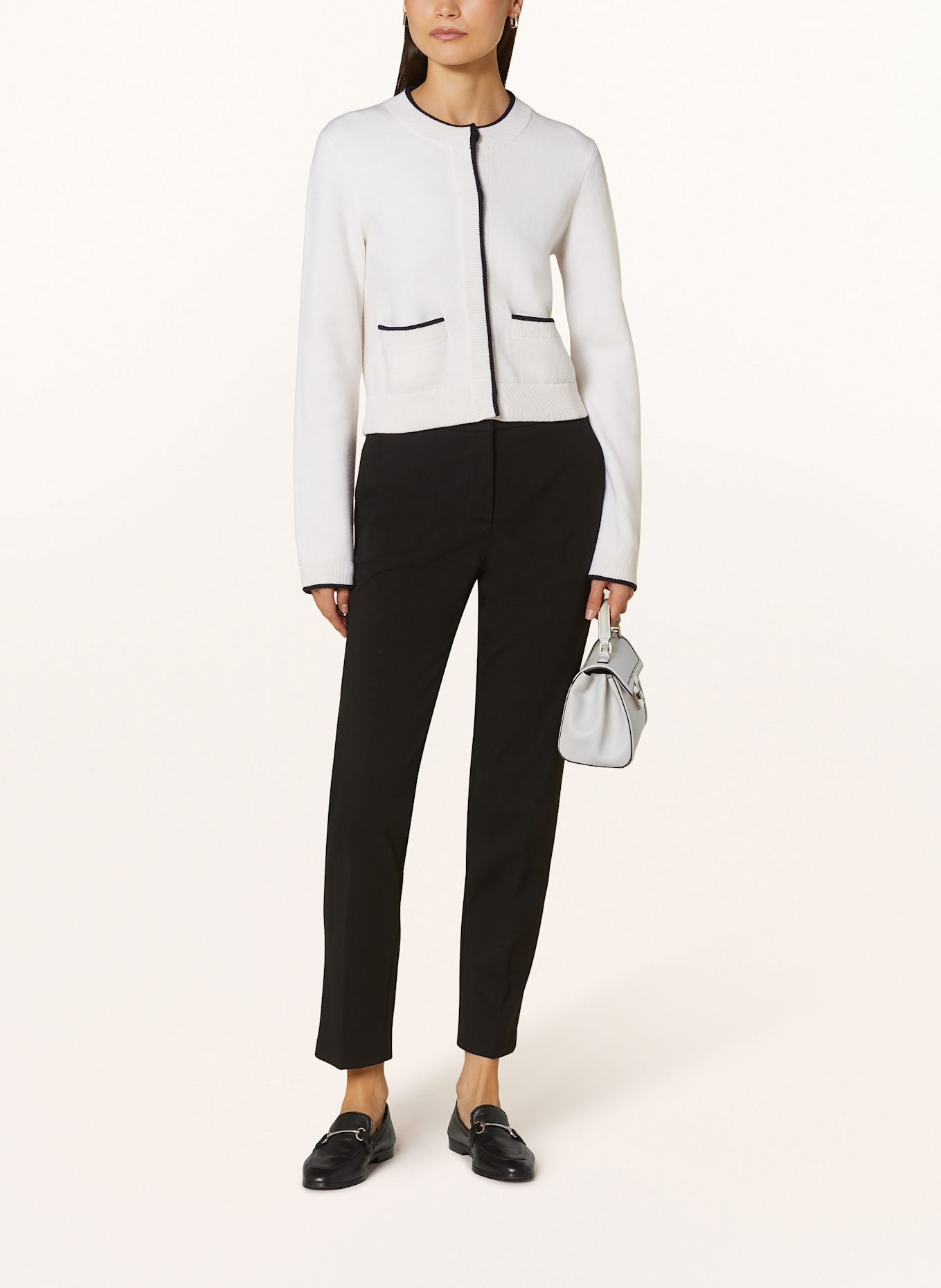 VINCE Strickjacke: ECRU / DUNKELBLAU