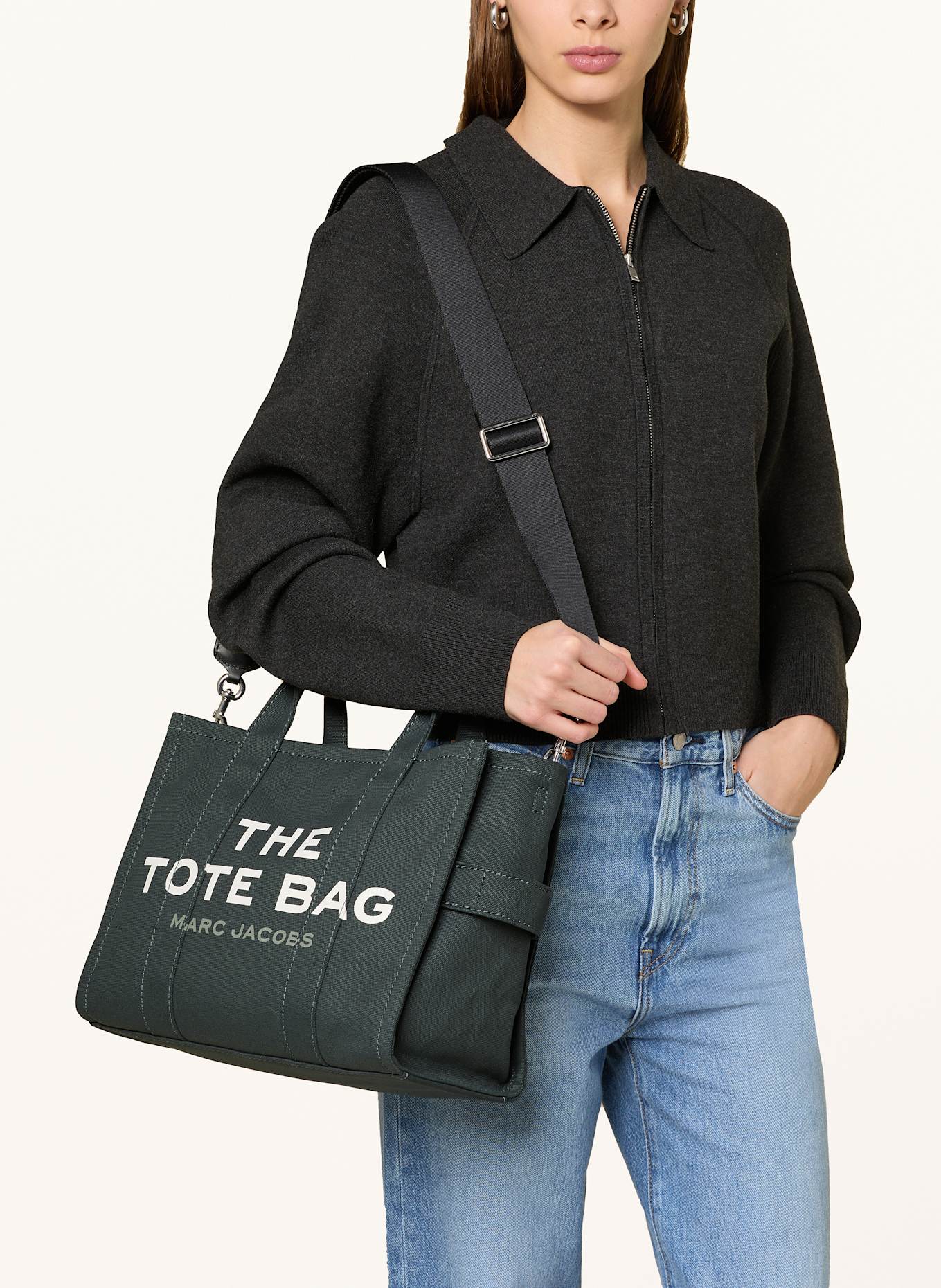 MARC JACOBS Shopper THE MEDIUM TOTE BAG CANVAS, Farbe: PETROL (Bild 4)