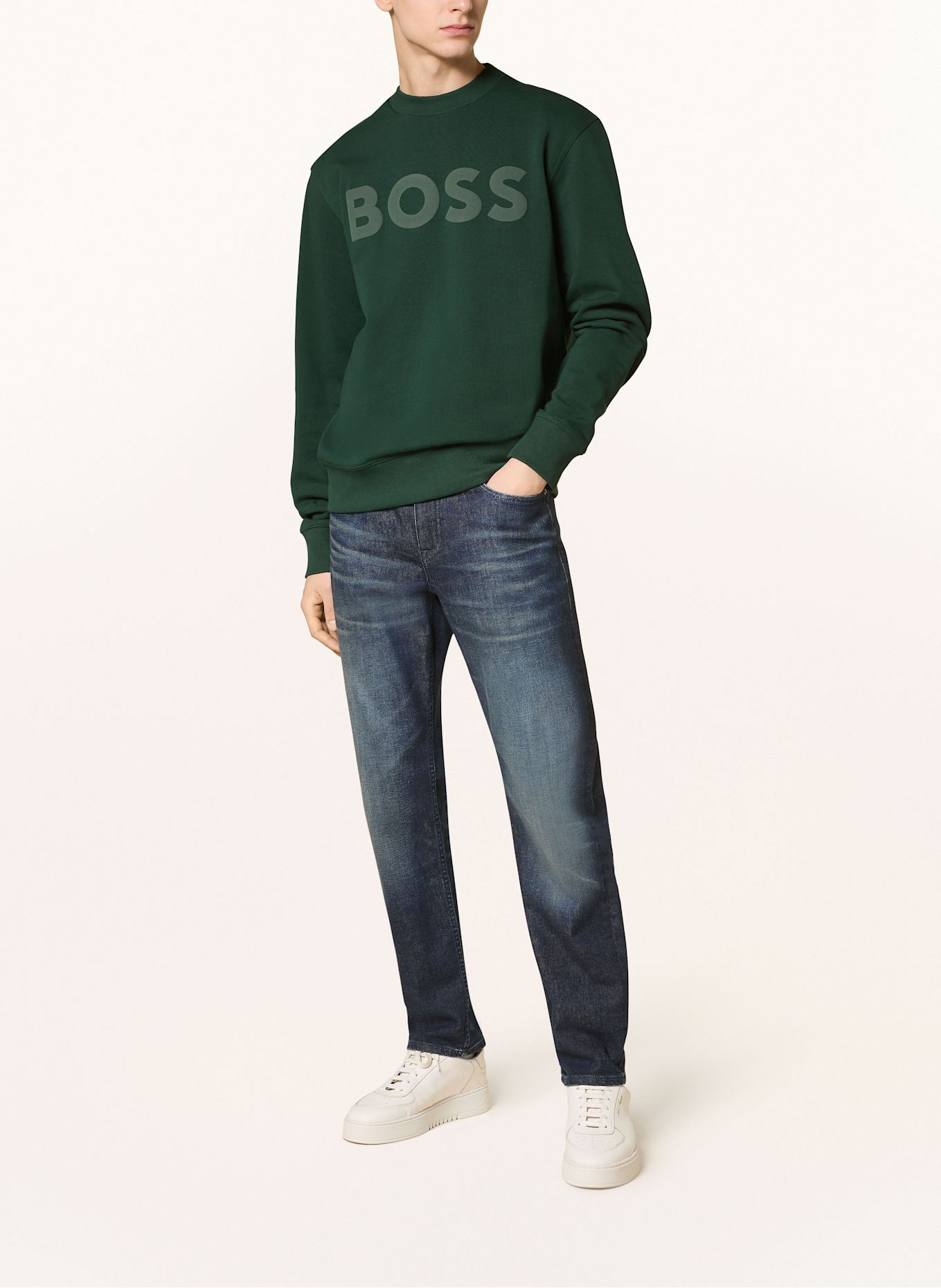 BOSS Sweatshirt WEBASICCREW: DUNKELGRÜN