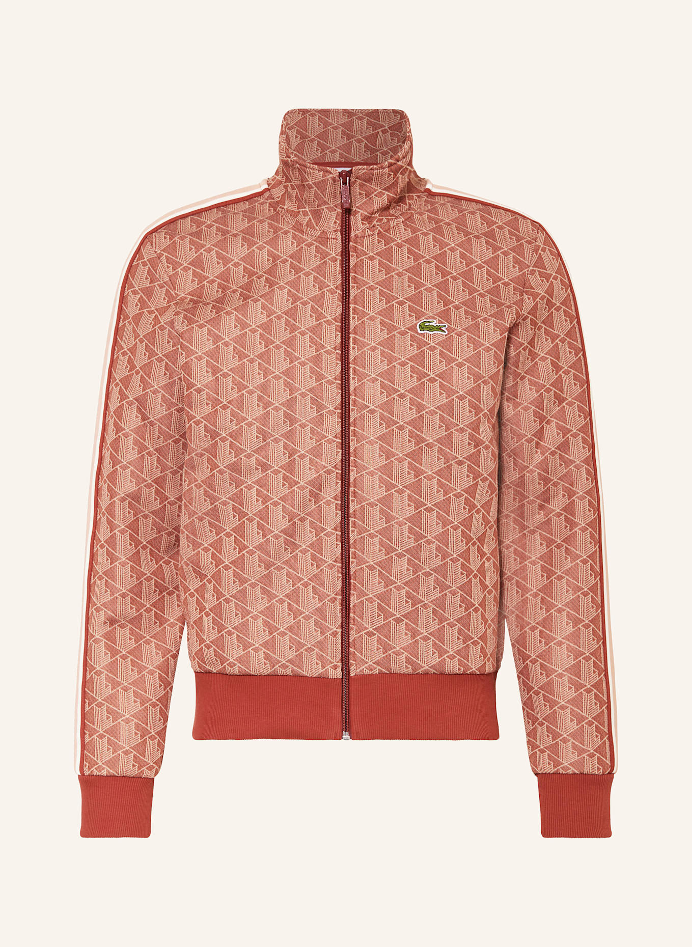 LACOSTE Trainingsjacke: DUNKELORANGE/ LACHS/ BRAUN