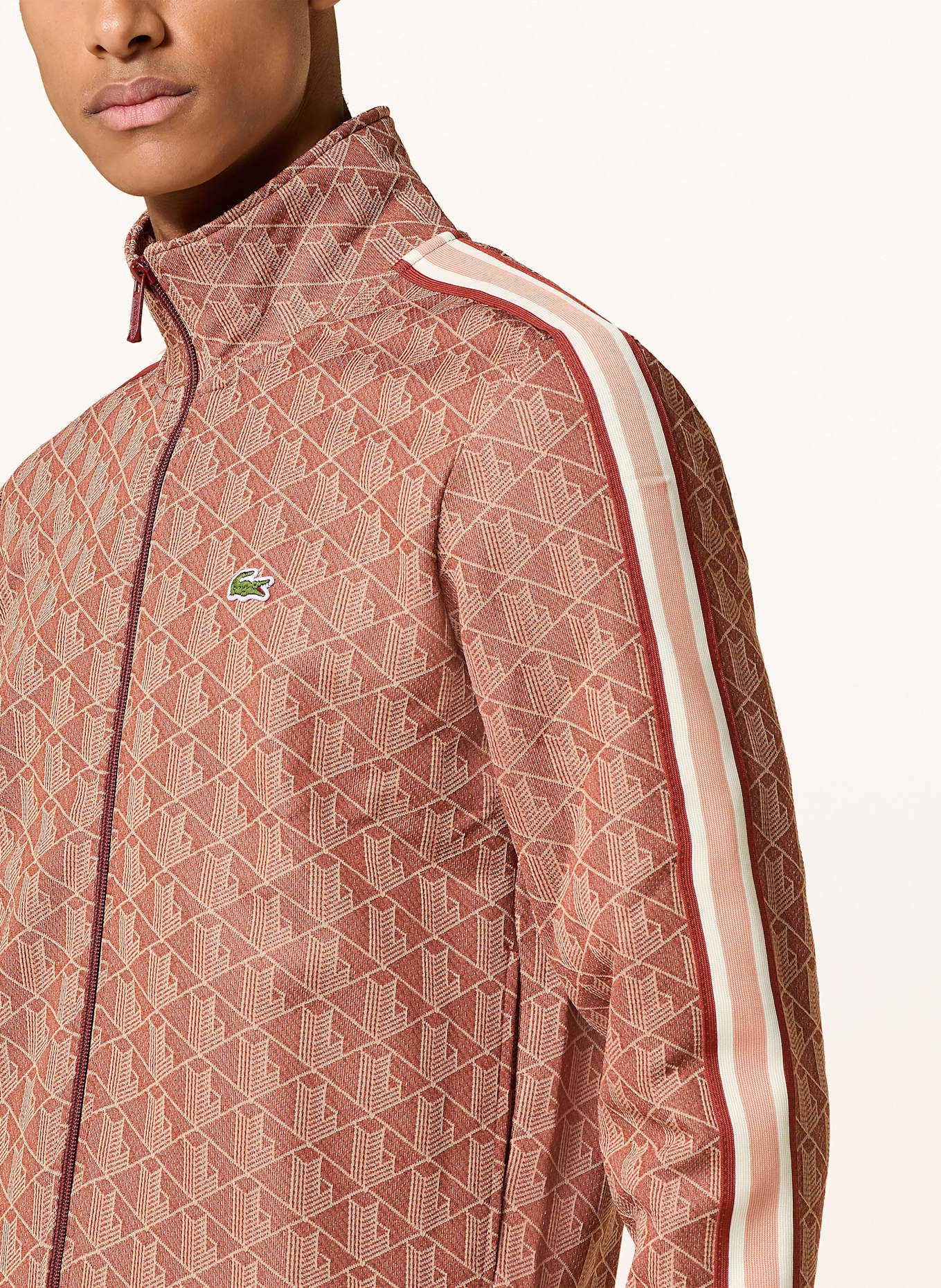 LACOSTE Trainingsjacke: DUNKELORANGE/ LACHS/ BRAUN