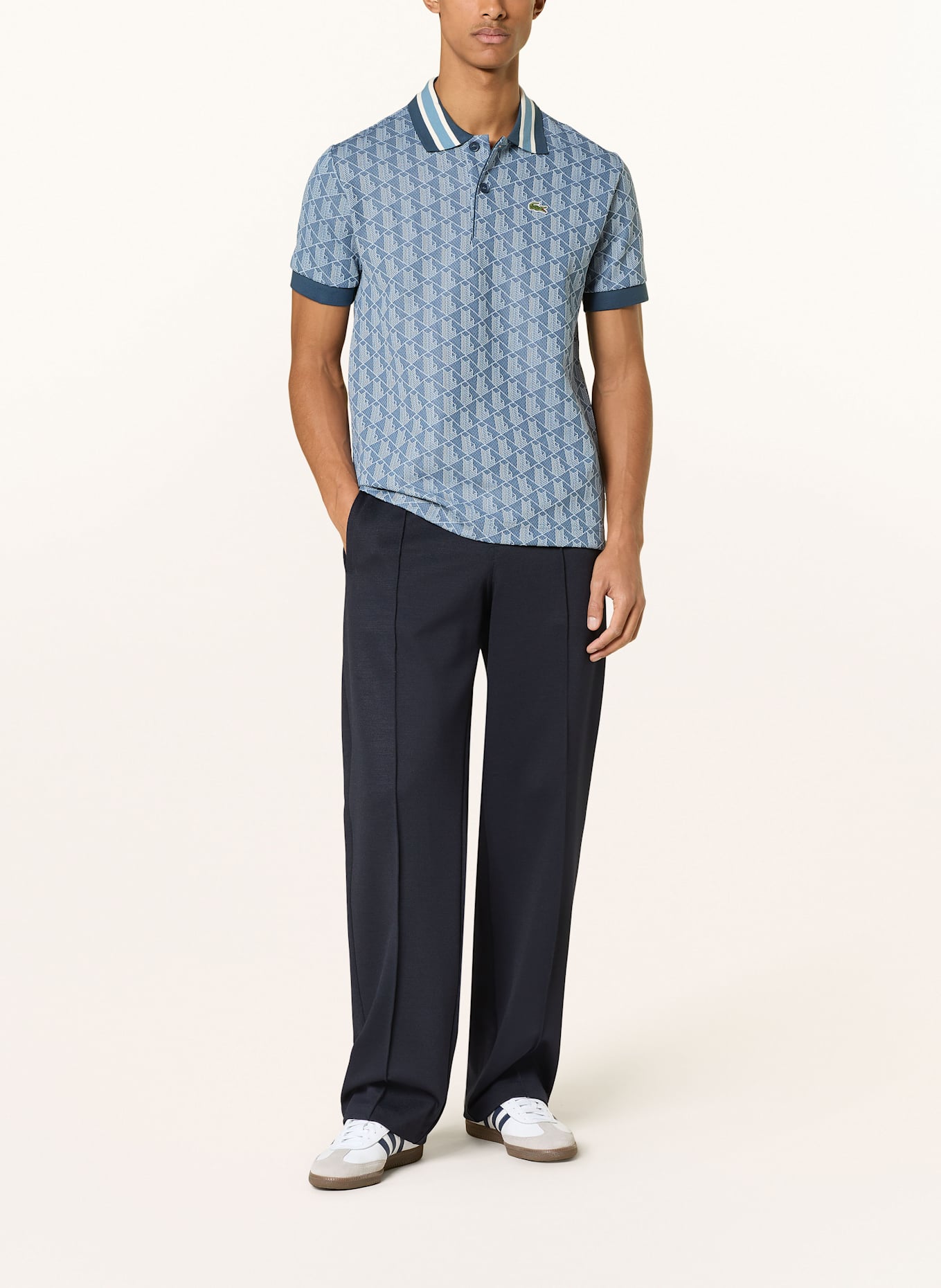 LACOSTE Žerzejová polokošile: MODRÁ / TMAVĚ MODRÁ