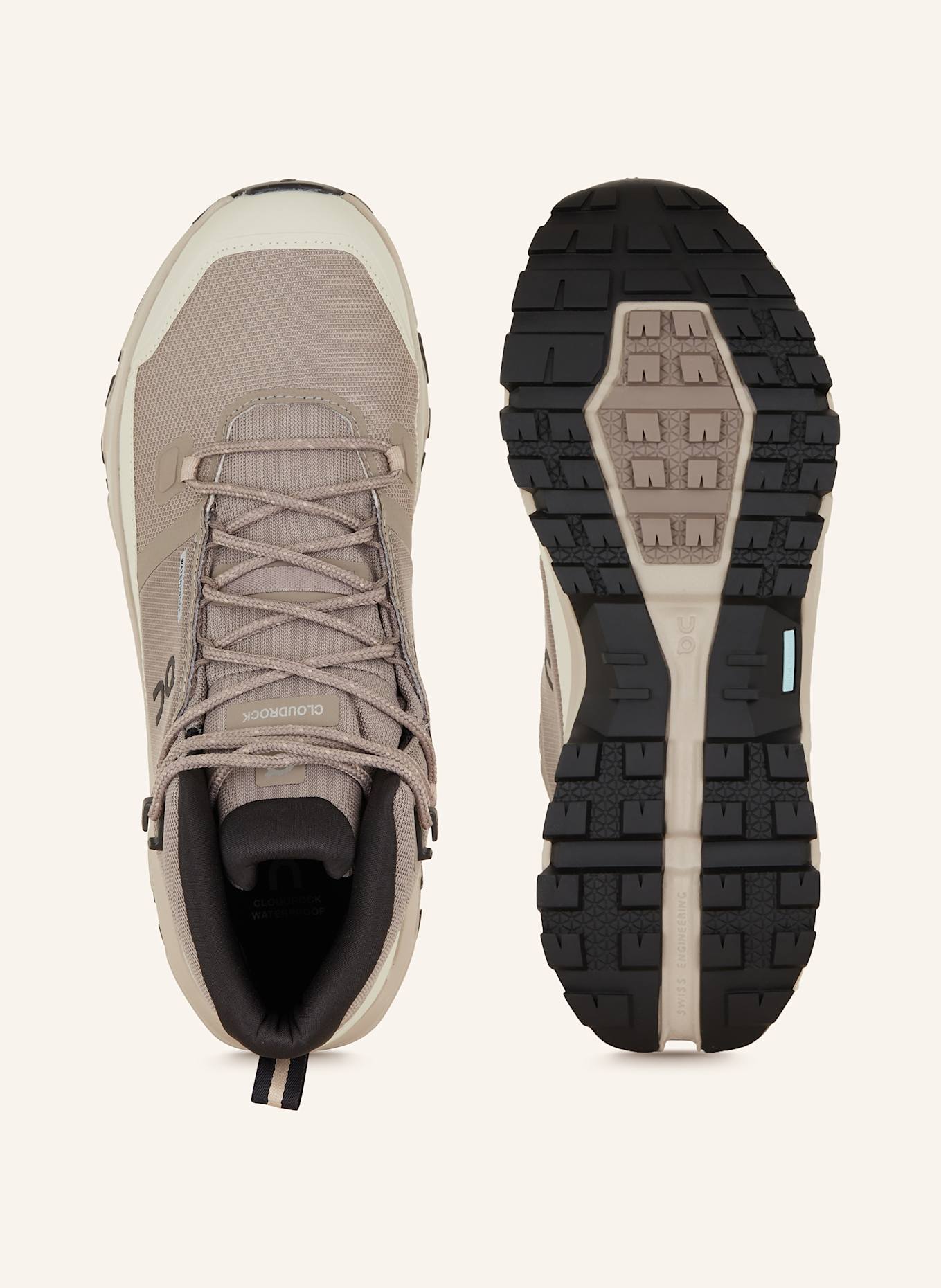 On Wanderschuhe CLOUDROCK MID WP: GRAU / HELLGRAU