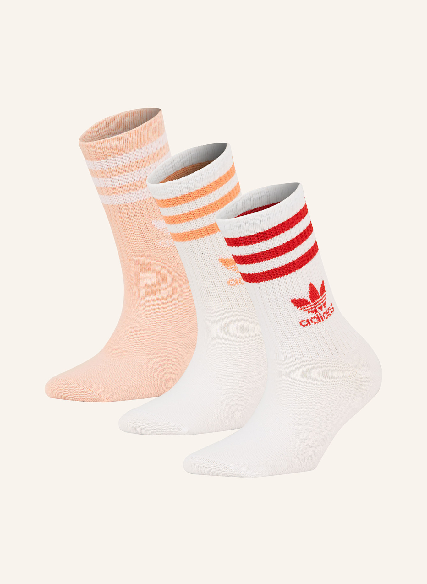 adidas Originals 3er-Pack Socken CREW: WHITE/GLOPNK/WHITE