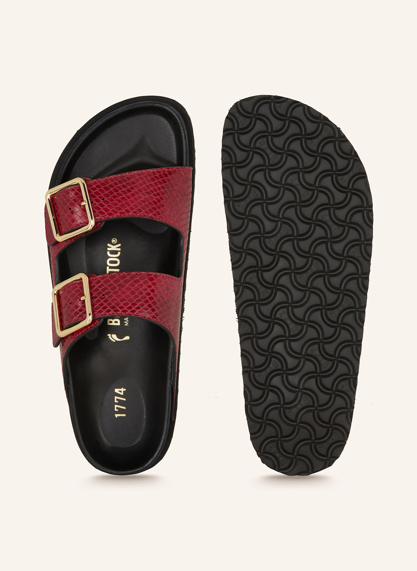 1774 BIRKENSTOCK Klapki ARIZONA LINDED 1774: CIEMNOCZERWONY / CZARNY