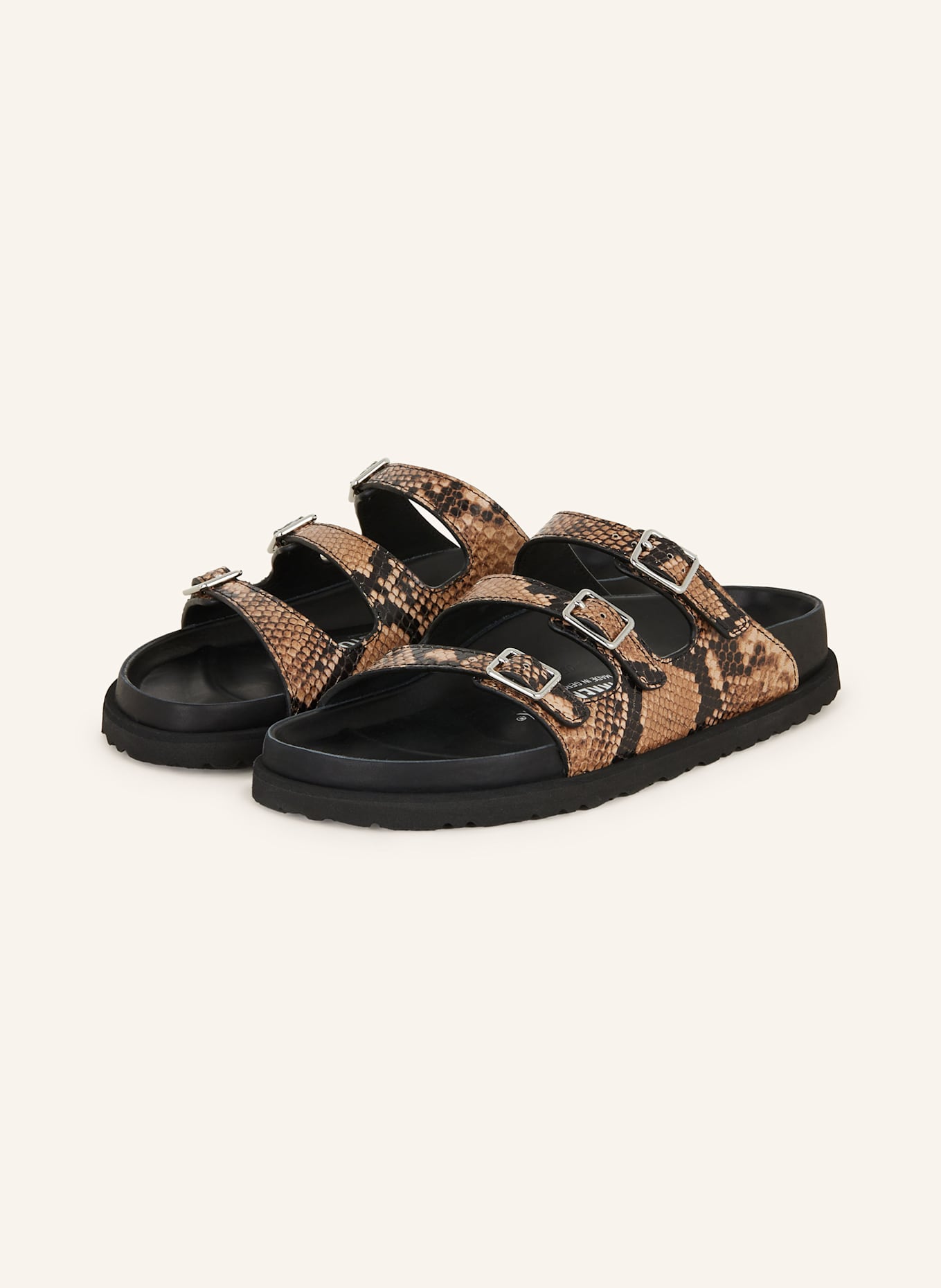 1774 BIRKENSTOCK Pantoletten FLORIDA LINED 1774, Farbe: HELLBRAUN/ SCHWARZ (Bild 1)