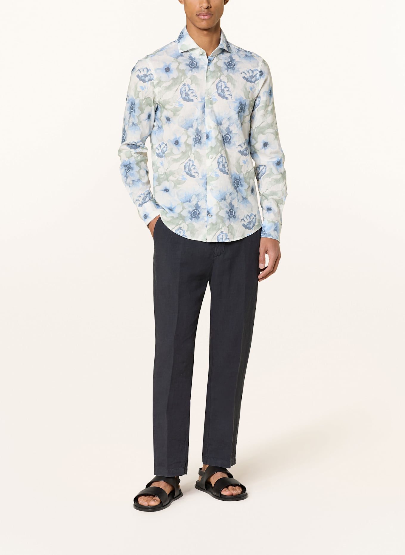 JOOP! Hemd PAI Slim Fit mit Leinen: WEISS/ BLAU/ GRÜN