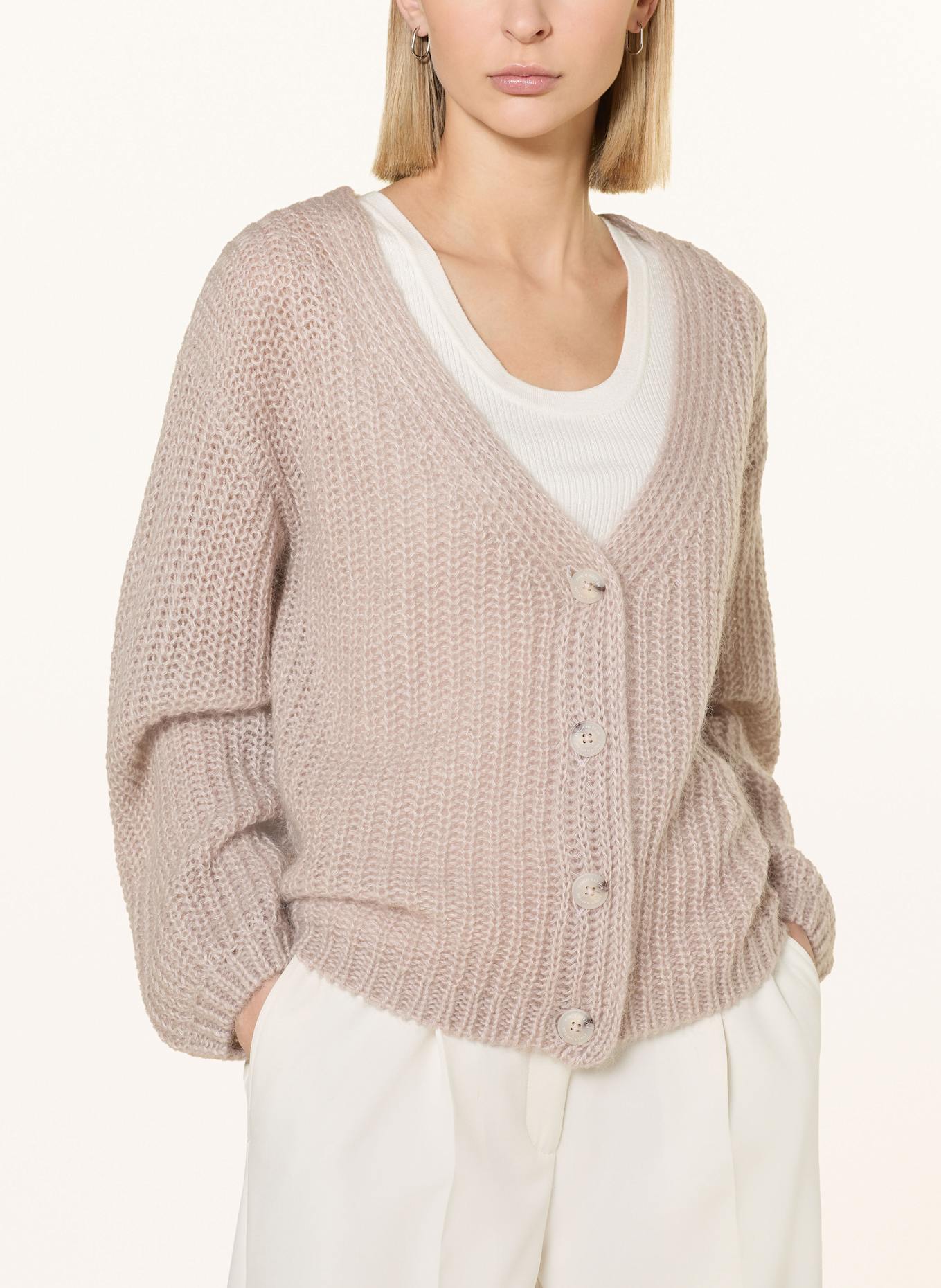 FYNCH-HATTON Strickjacke mit Mohair: HELLGRAU