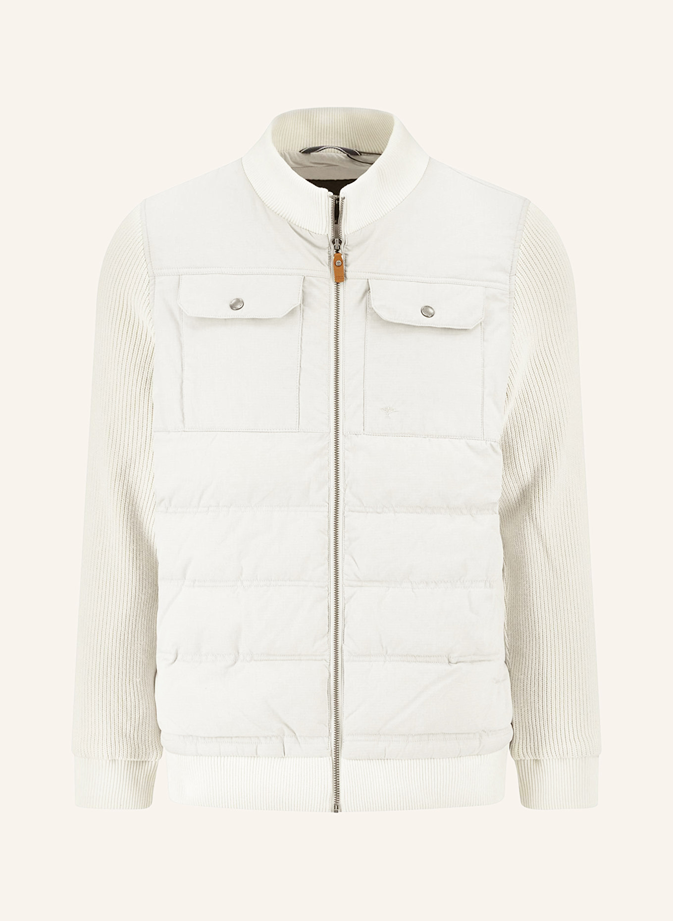 FYNCH-HATTON Strickjacke im Materialmix: WEISS/ CREME
