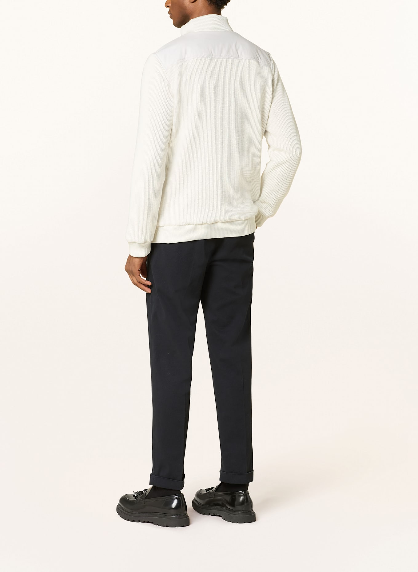 FYNCH-HATTON Strickjacke im Materialmix: WEISS/ CREME