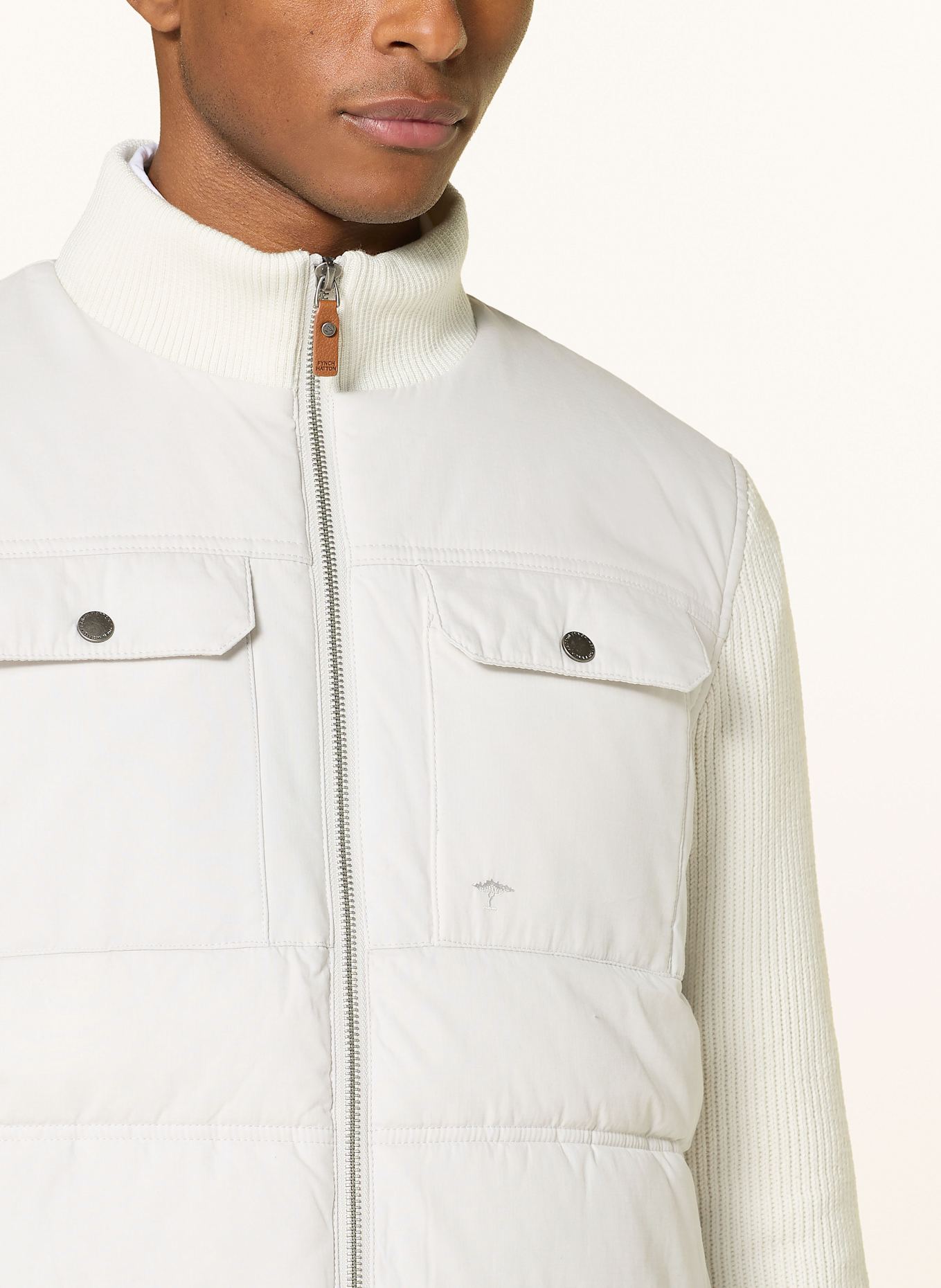 FYNCH-HATTON Strickjacke im Materialmix: WEISS/ CREME
