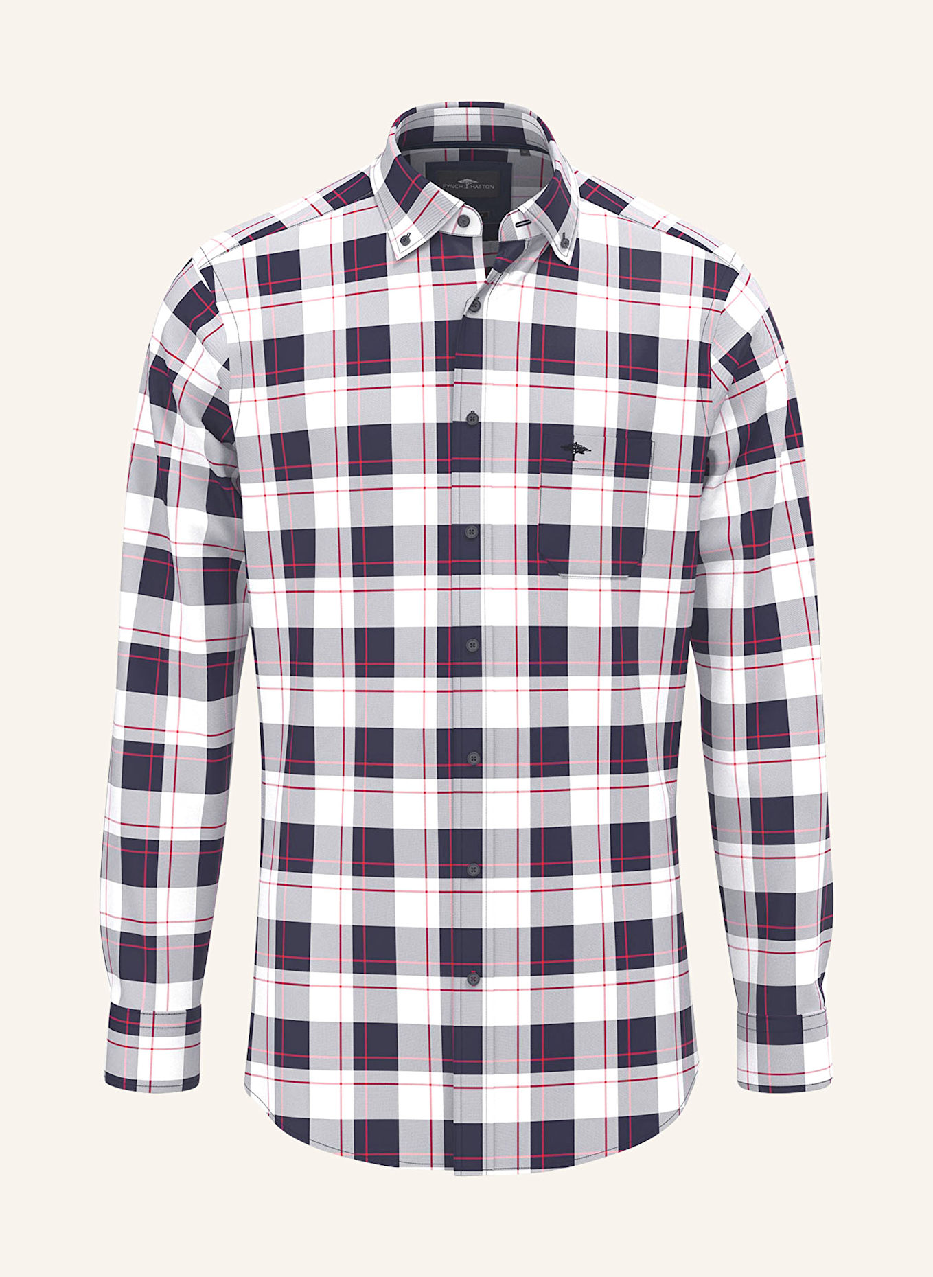 FYNCH-HATTON Shirt comfort fit: WHITE / DARK BLUE / RED