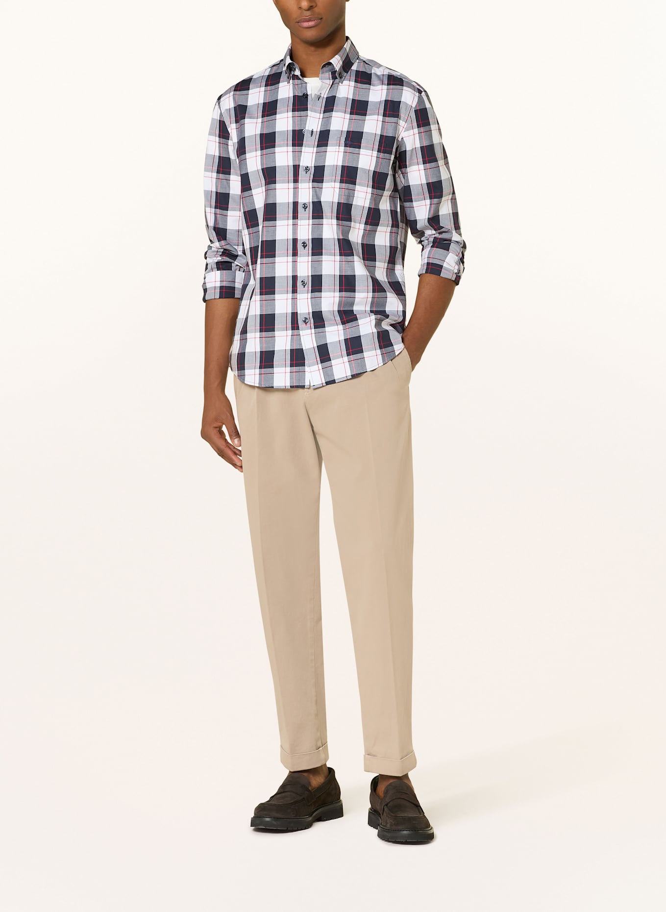 FYNCH-HATTON Shirt comfort fit: WHITE / DARK BLUE / RED