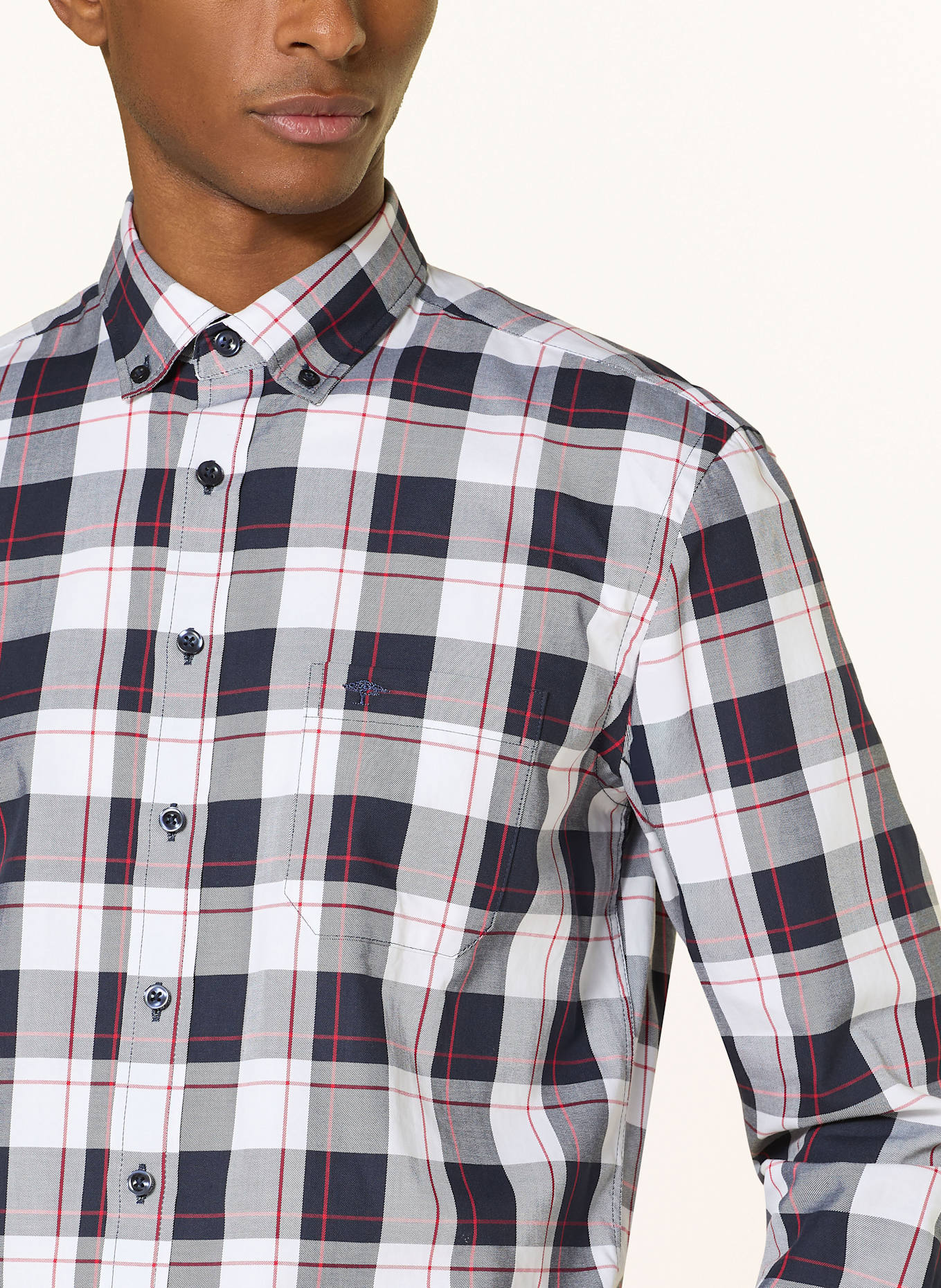 FYNCH-HATTON Shirt comfort fit: WHITE / DARK BLUE / RED
