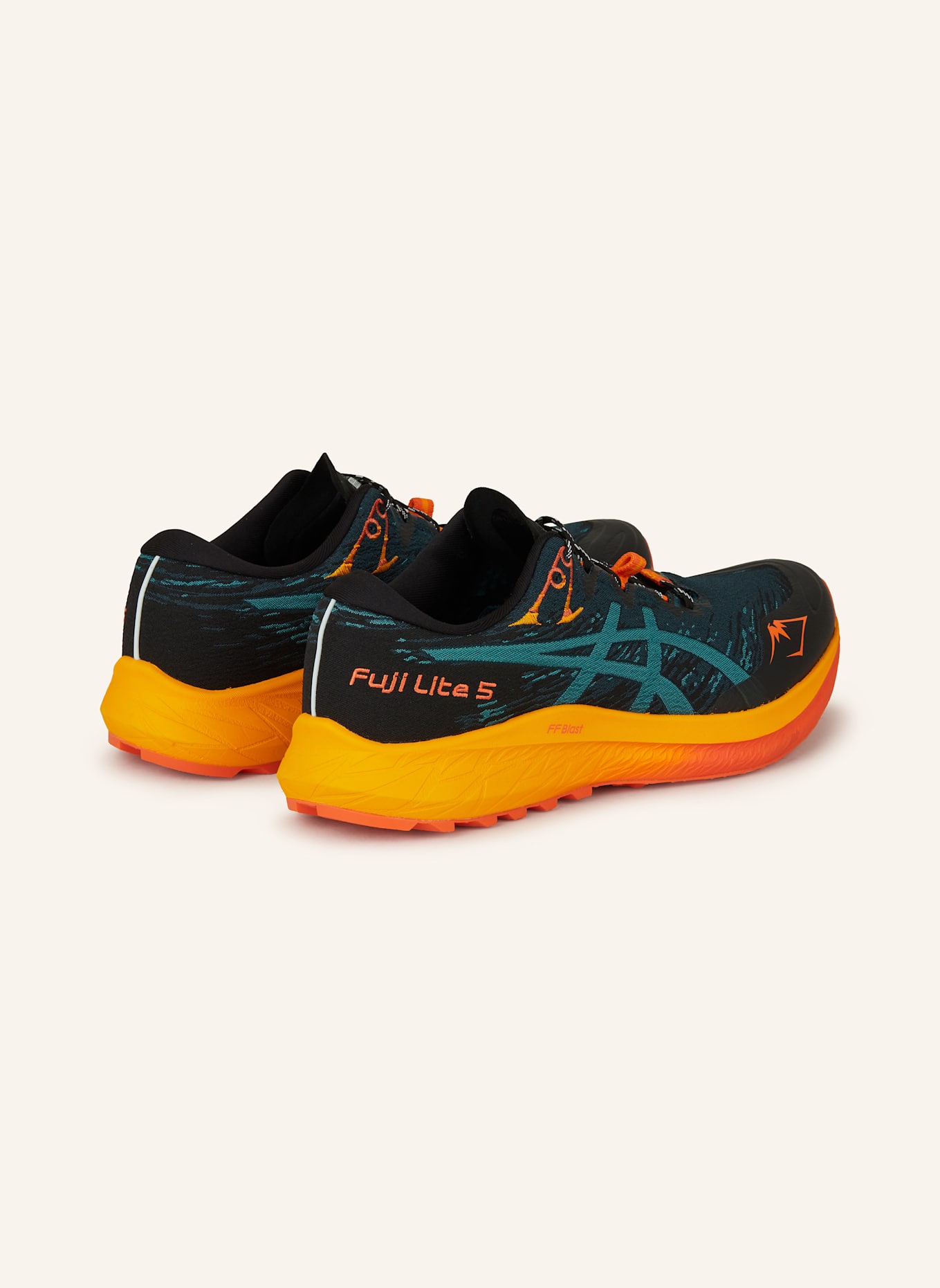 ASICS Trailrunning-Schuhe FUJI LITE 5: SCHWARZ/ PETROL/ ORANGE