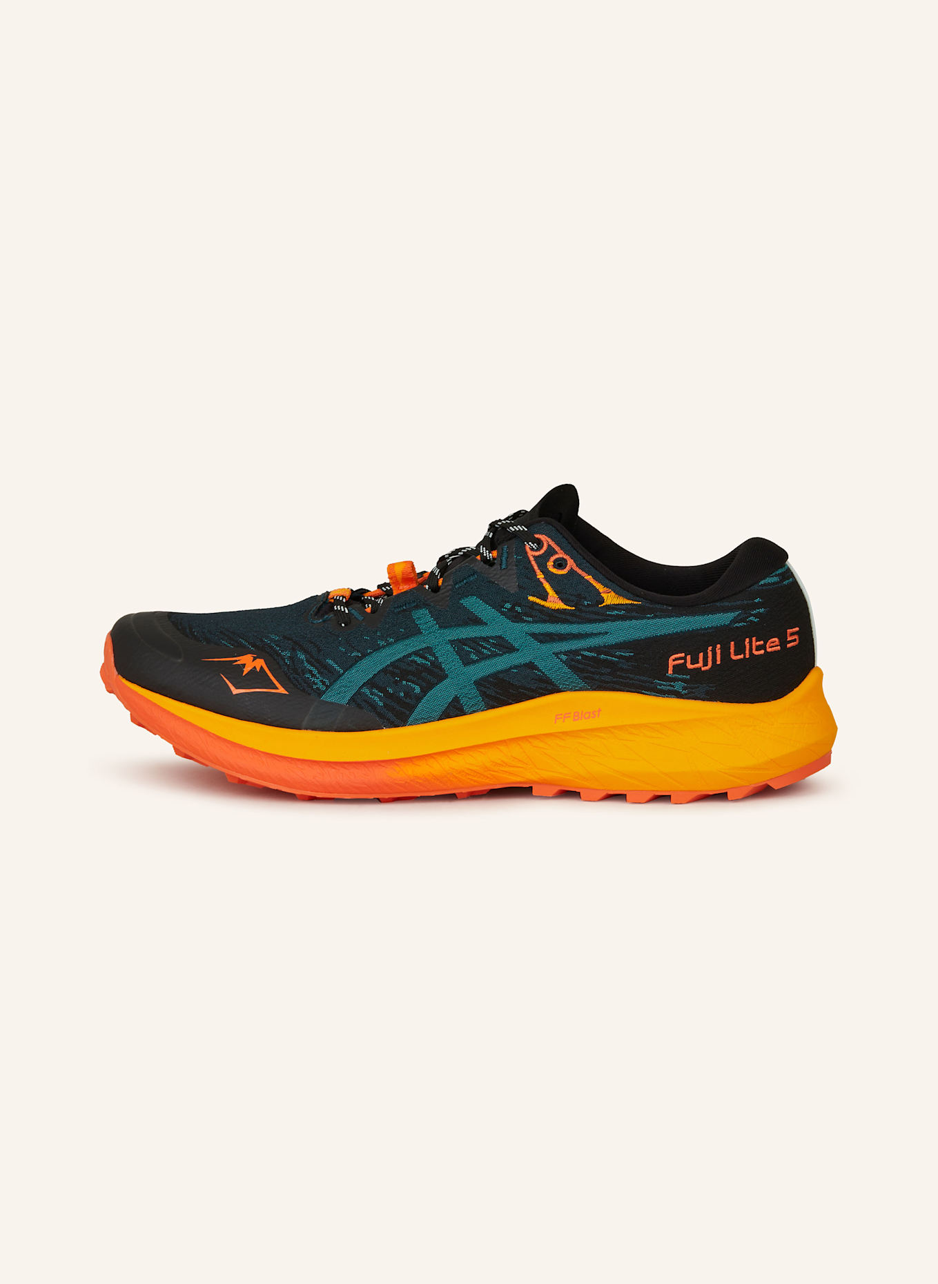 ASICS Trailrunning-Schuhe FUJI LITE 5: SCHWARZ/ PETROL/ ORANGE