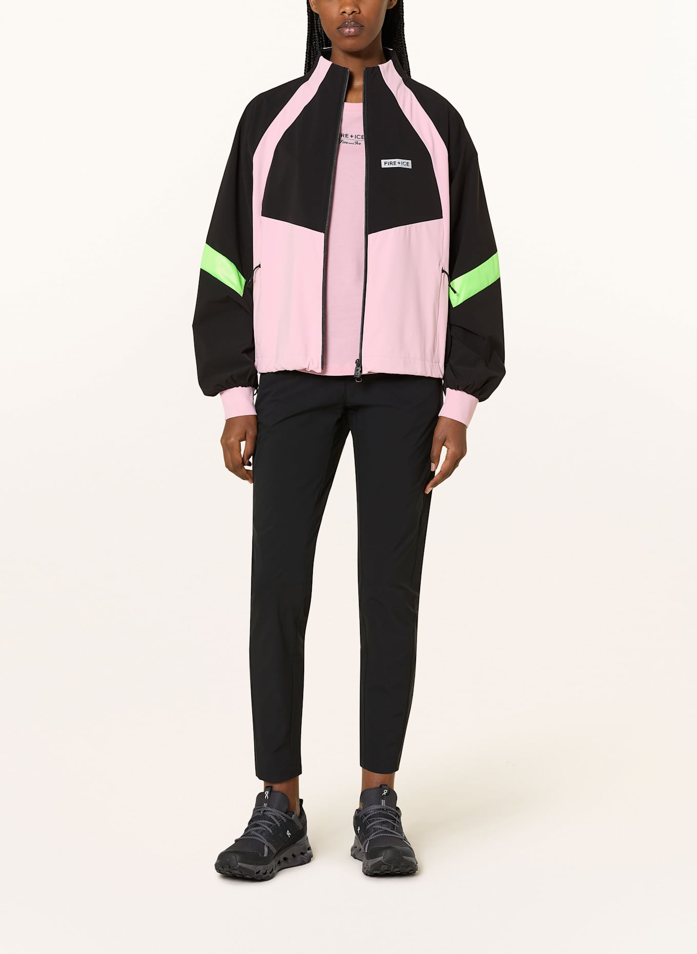FIRE+ICE Funktionsjacke ALINA: SCHWARZ / ROSA / NEONGRÜN