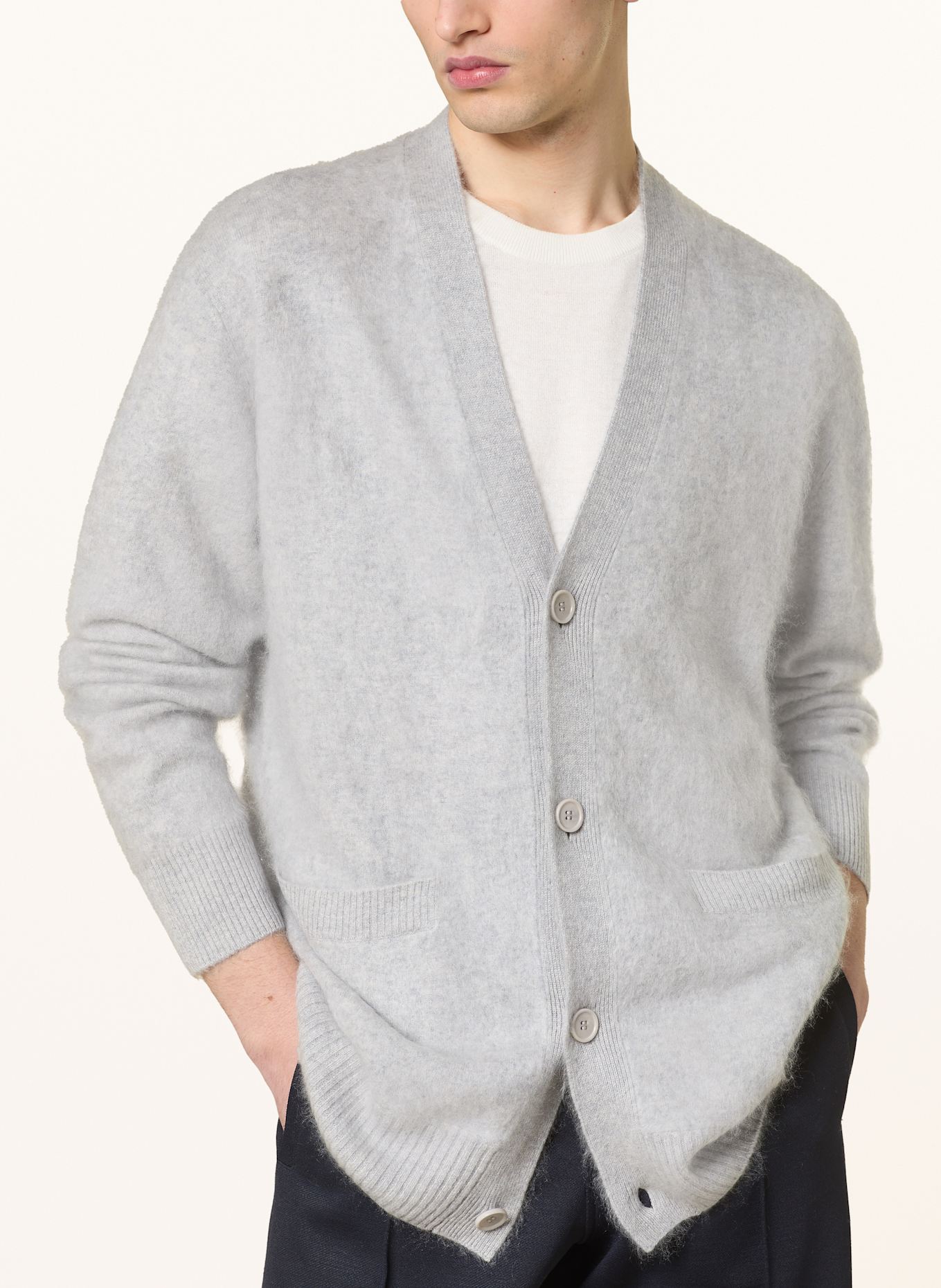 LISA YANG Strickjacke DEVEAN aus Cashmere: HELLGRAU