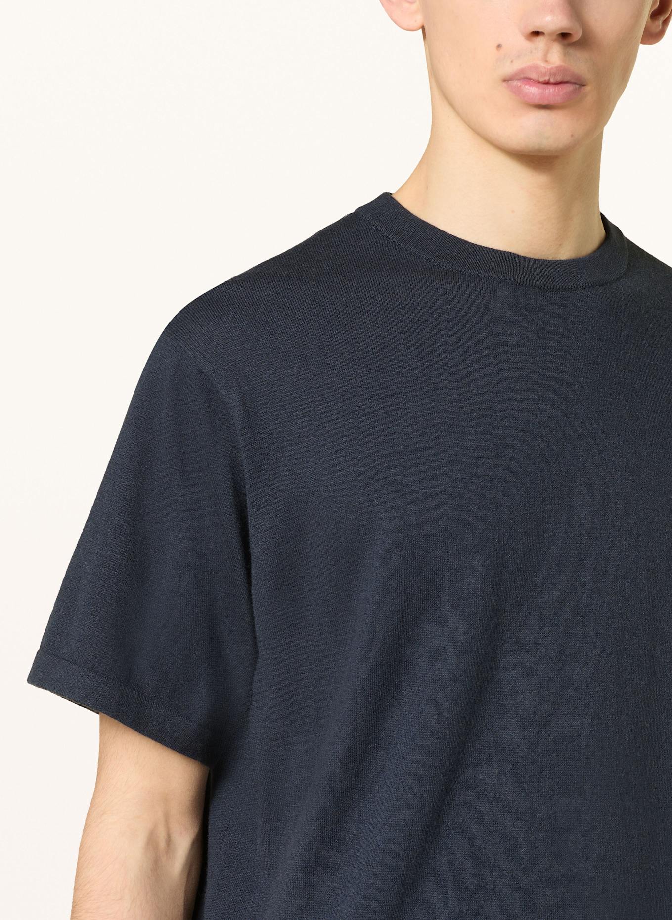 LISA YANG Úpletové tričko BRADLEY s kašmírem: TMAVĚ MODRÁ