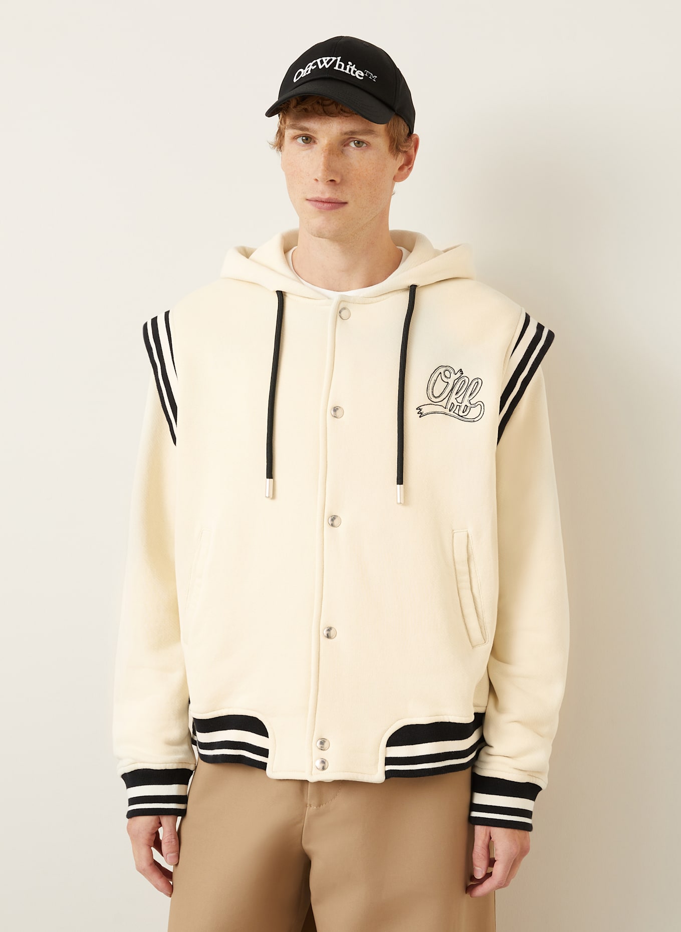 Off-White Sweatjacke: BEIGE/ SCHWARZ