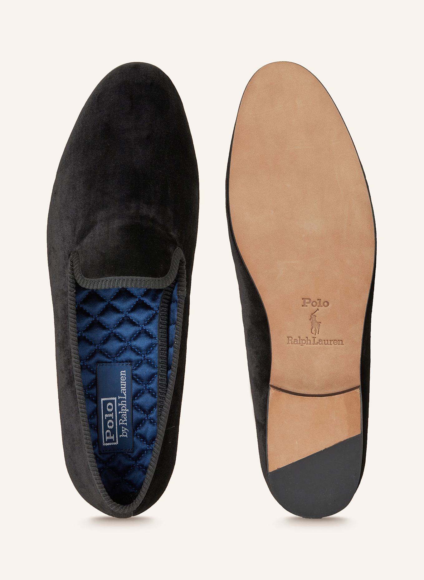 POLO RALPH LAUREN Samt-Slipper: SCHWARZ